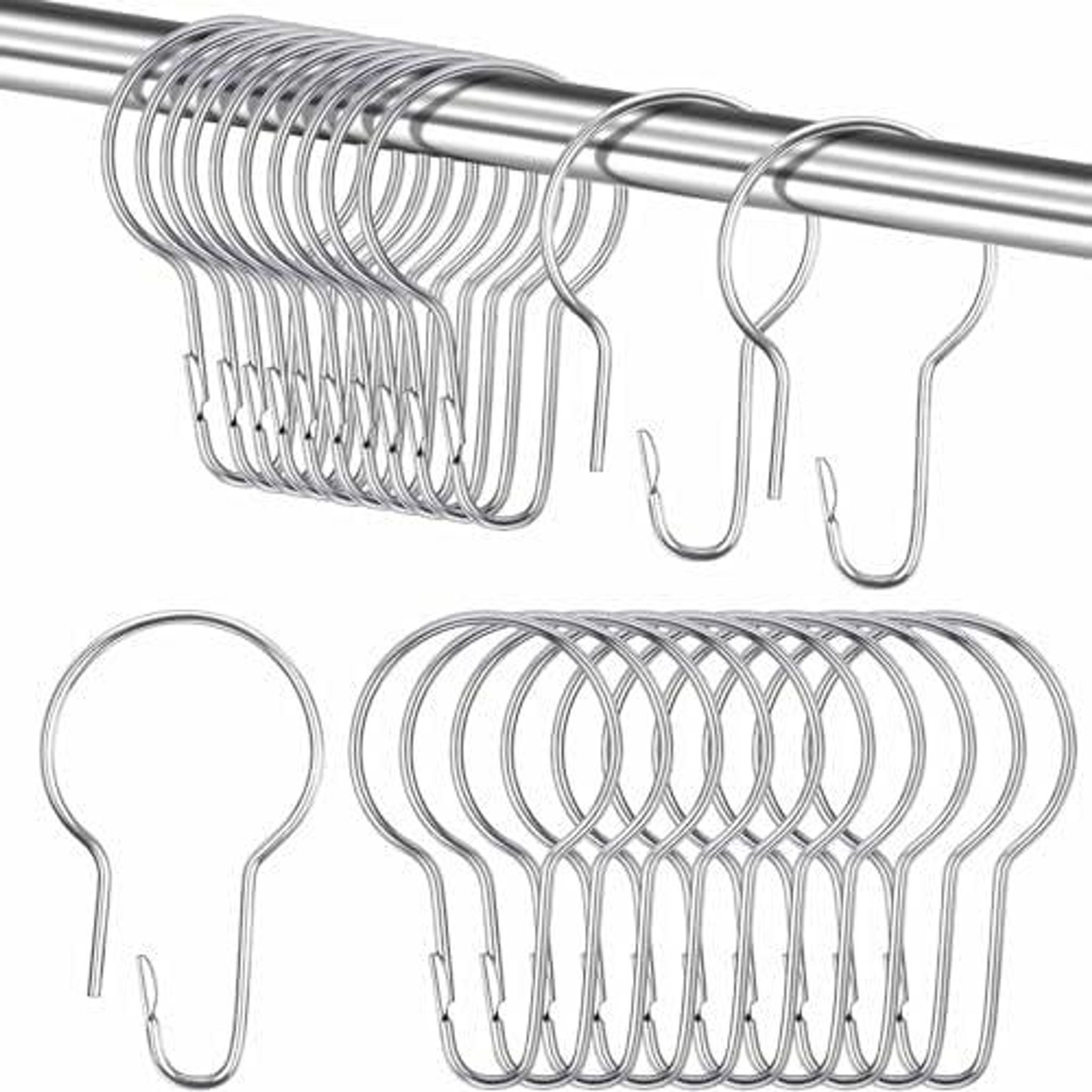 FELIXLEO Duschvorhangringe 30 Duschvorhang Haken Edelstahl 70x40mm Gardinenringe Bad