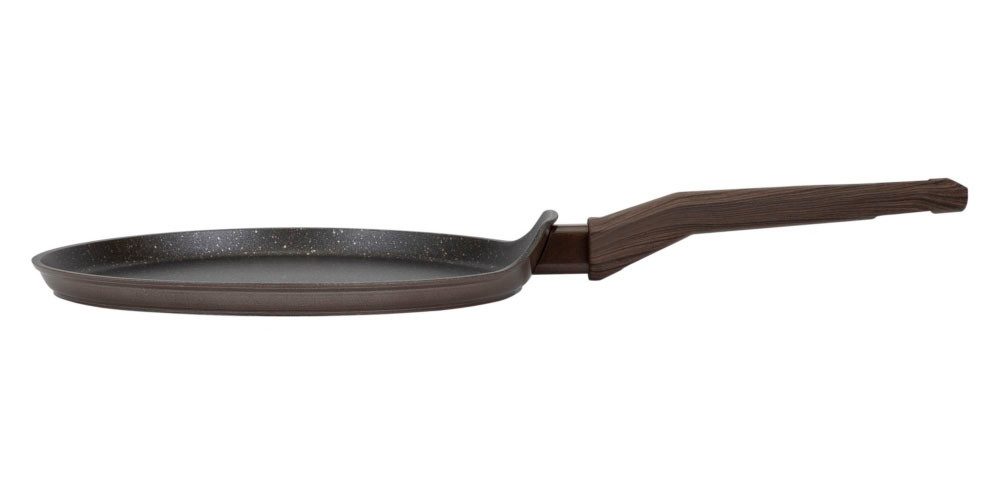 RESTO Kitchenware Crêpepfanne Carina, Pfannkuchenpfanne mit holzähnlichem Soft-Touch-Griff, Aluminium (1-tlg), mit Marmor-Antihaftbeschichtung, 4-lagig, für alle Herdarten geeignet