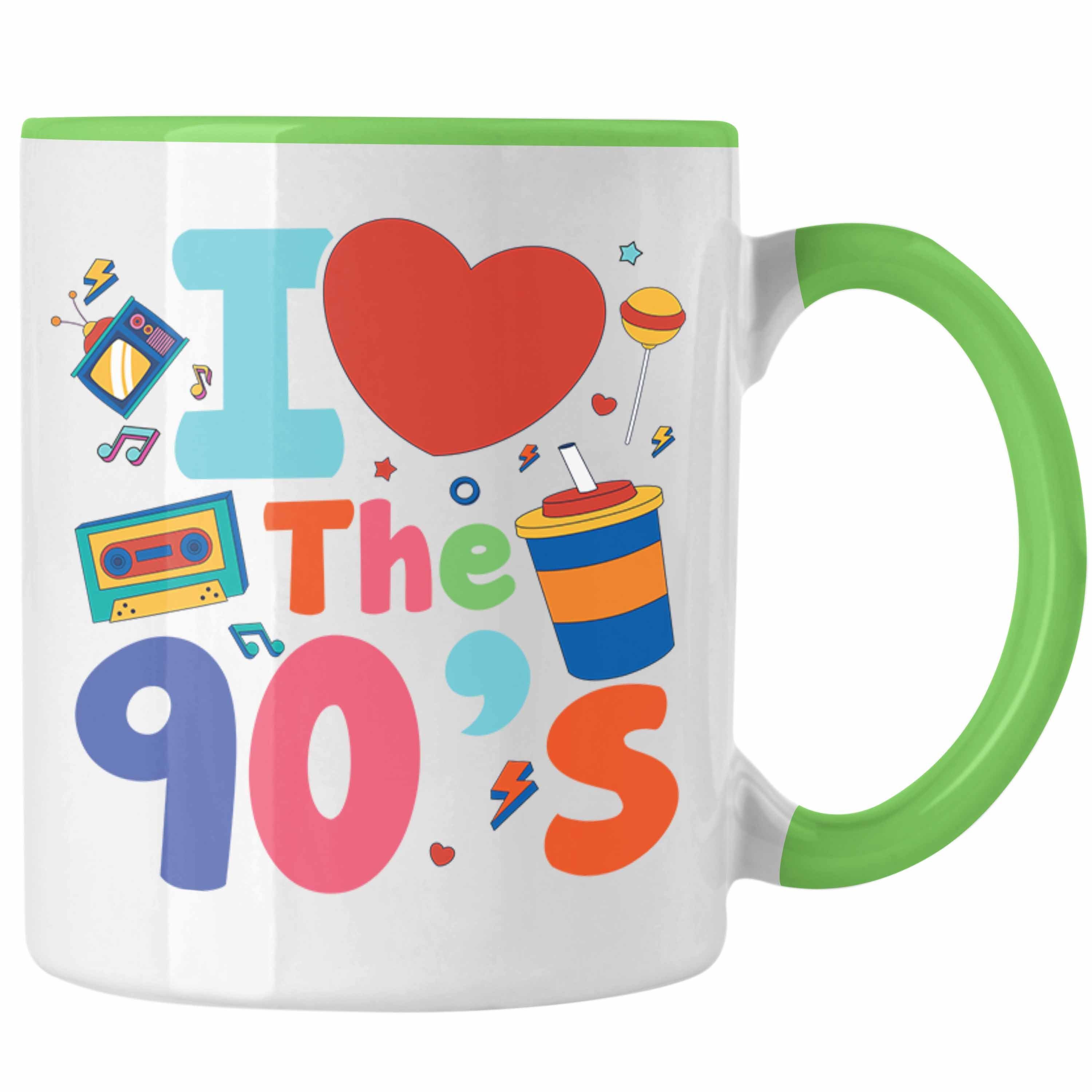 Trendation Tasse Trendation - I Love The 90's 90er Jahre Tasse Geschenk Neunziger Geschenkidee Party Grün