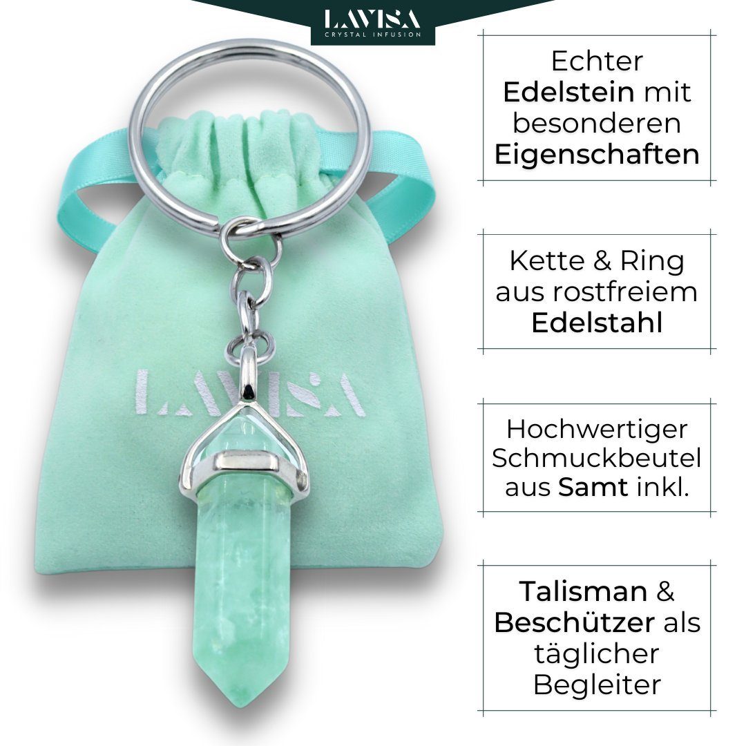 LAVISA Anhänger Schlüssel Talisman Fluorit Naturstein - Grüner - Edelstein Glücksbringer 