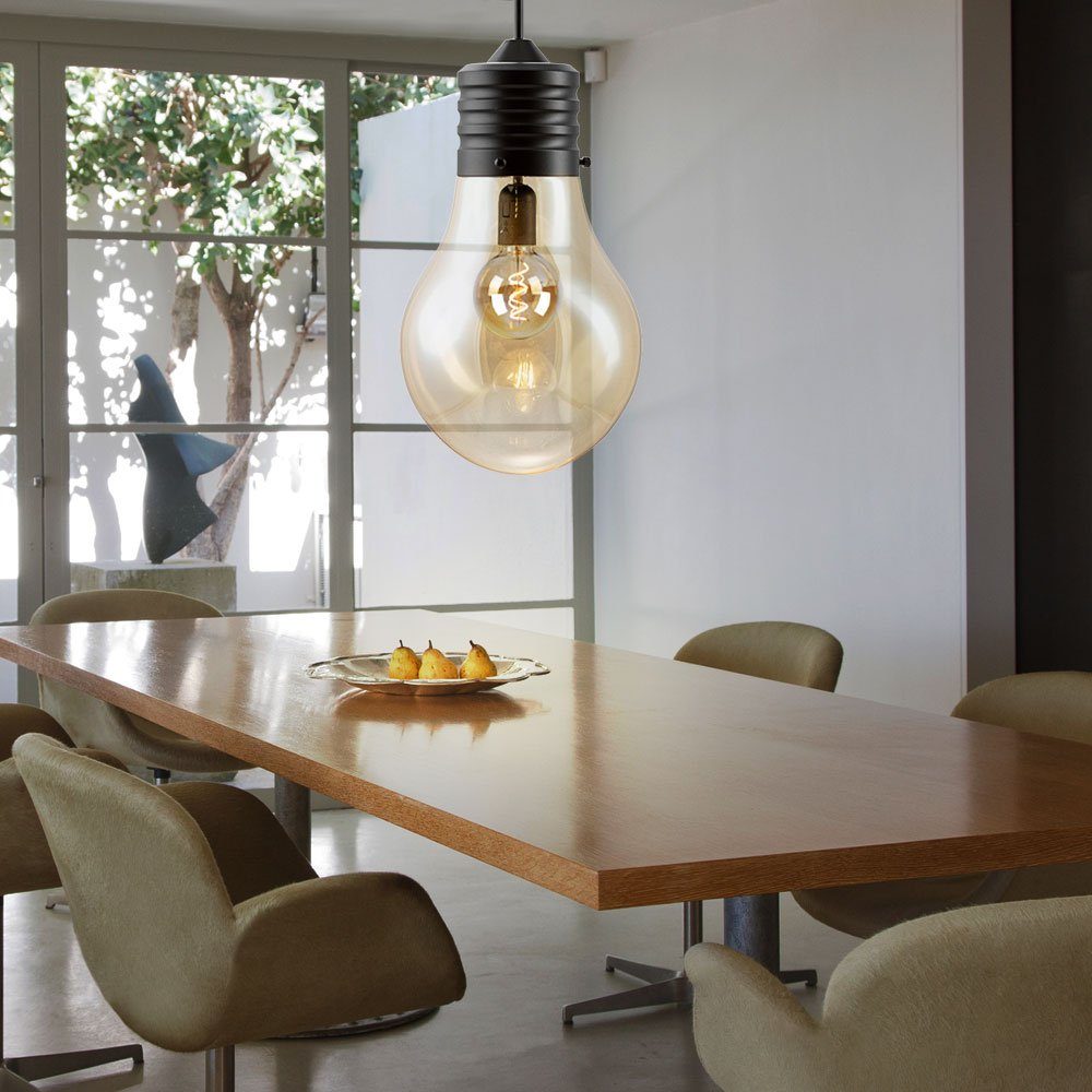 etc-shop LED Pendelleuchte, Leuchtmittel inklusive, Hängelampe Pendelleuchte  Wohnzimmerleuchte Glasschirm Küche
