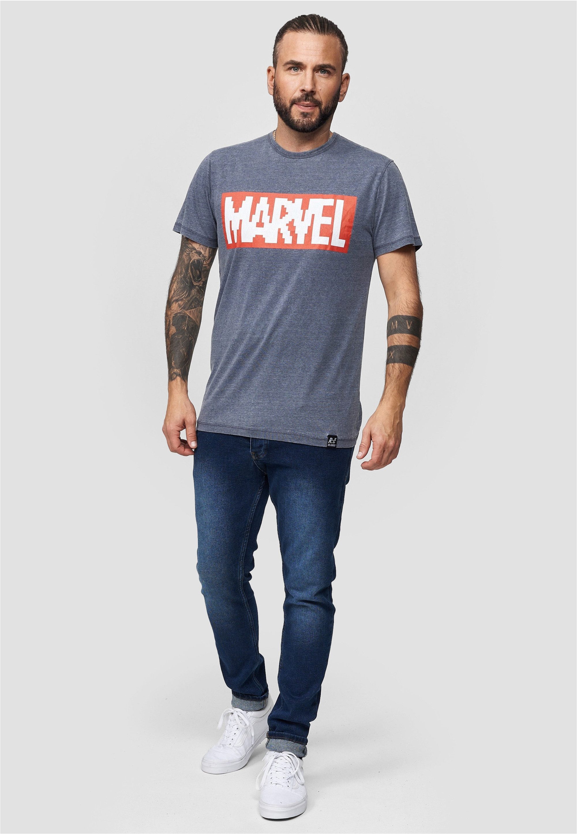 Recovered T-Shirt Marvel Pixel Logo im lockeren Schnitt