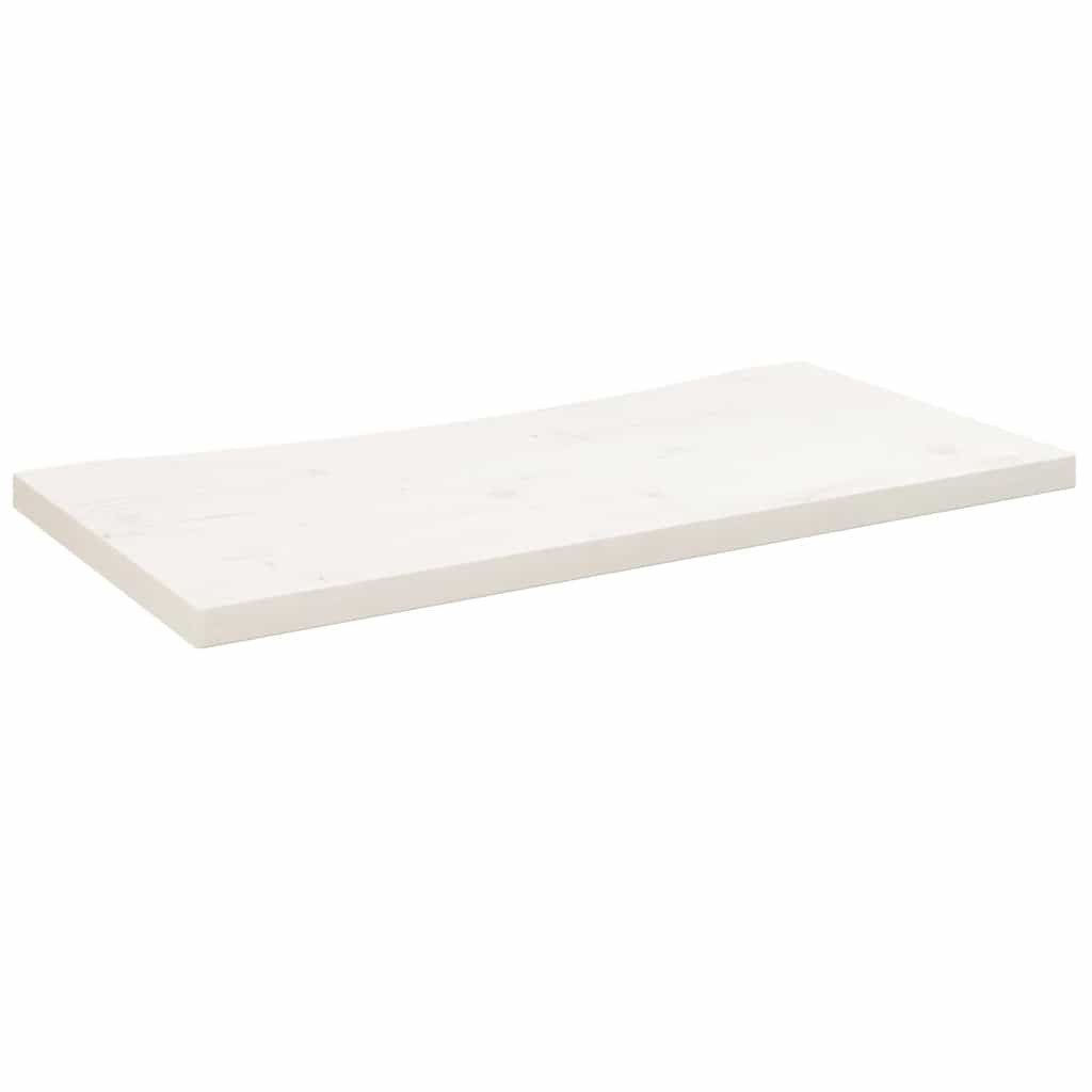 furnicato Schreibtischplatte Tischplatte aus massivholz Weiß 80 x 40 x 2,5 cm mit Naturkante (1 St), Lackierte Schreibtischplatte mit rustikaler Optik für das Büro
