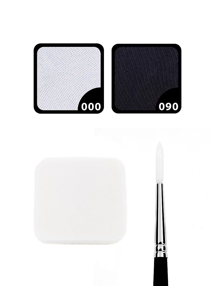 Maskworld Theaterschminke Aqua Make-up Set schwarz-weiß 4teilig - Fasching, Karneval und Halloween Schminkset mit perfekt abgestimmten Komponenten