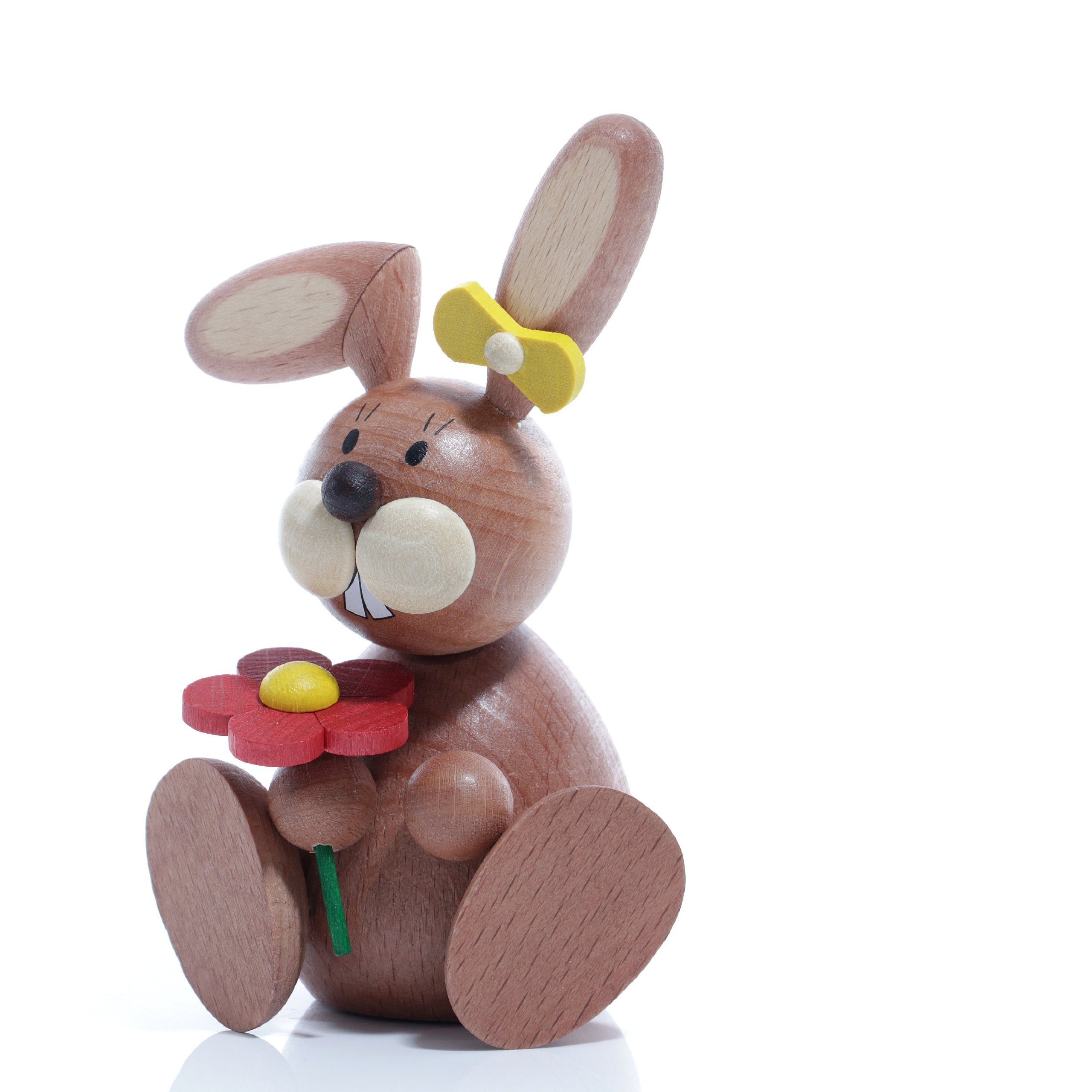 Ullrich Kunsthandwerk Osterhase Osterartikel Osterhäsin mit Blume HxB 11x7,2cm NEU