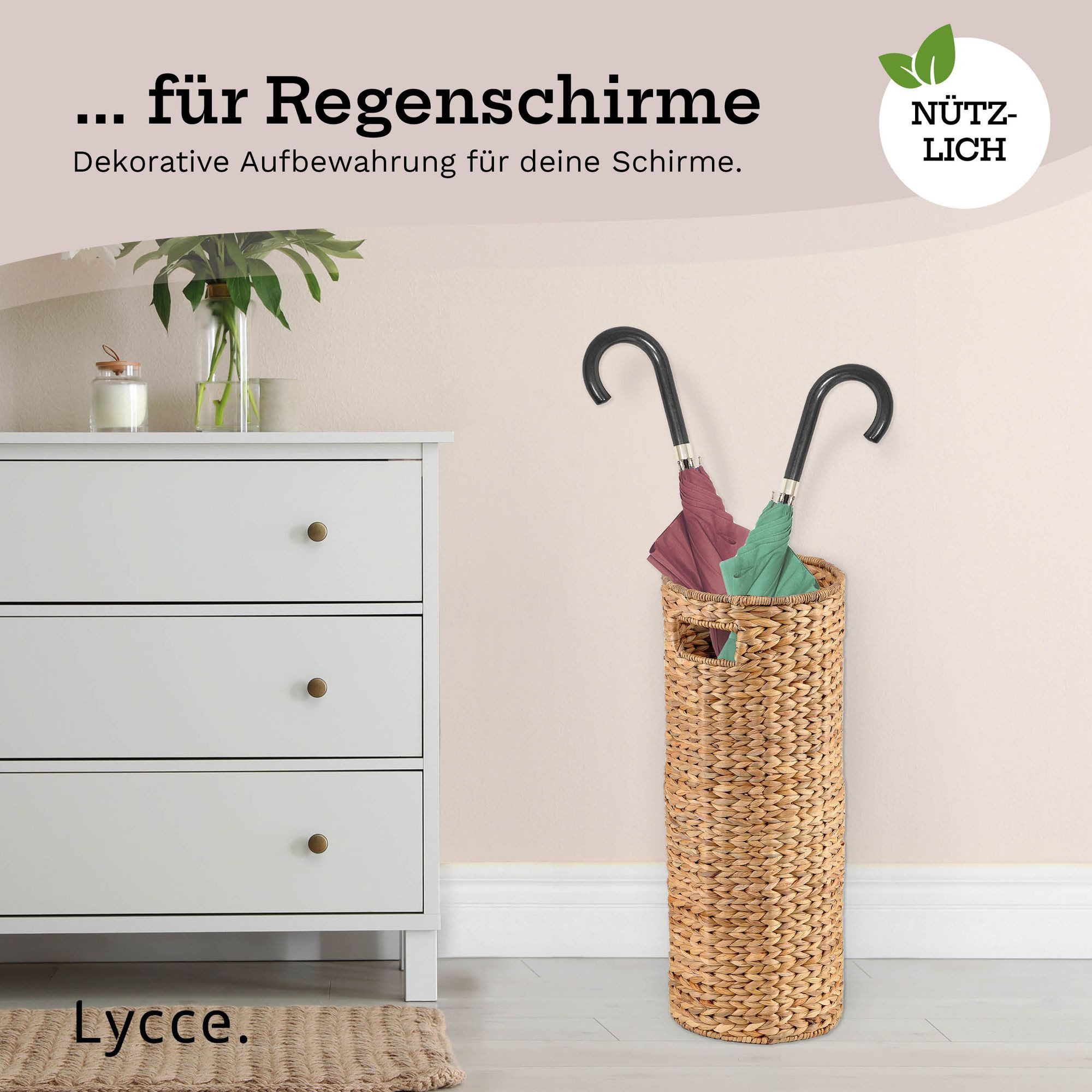 Lycce Schirmständer Regenschirmständer aus Wasserhyazinthen-Geflecht