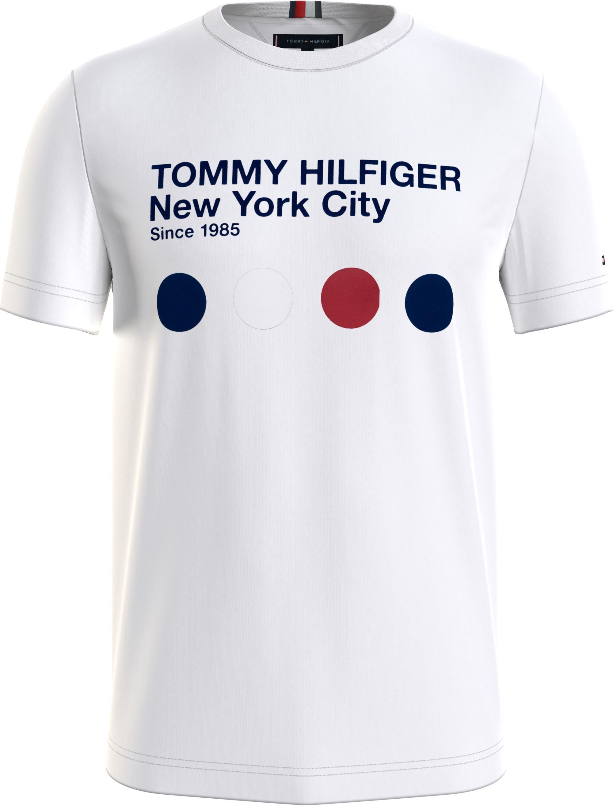 Tommy Hilfiger T-Shirt METRO DOT GRAPHIC TEE mit Metro inspiriertem Druck weiß