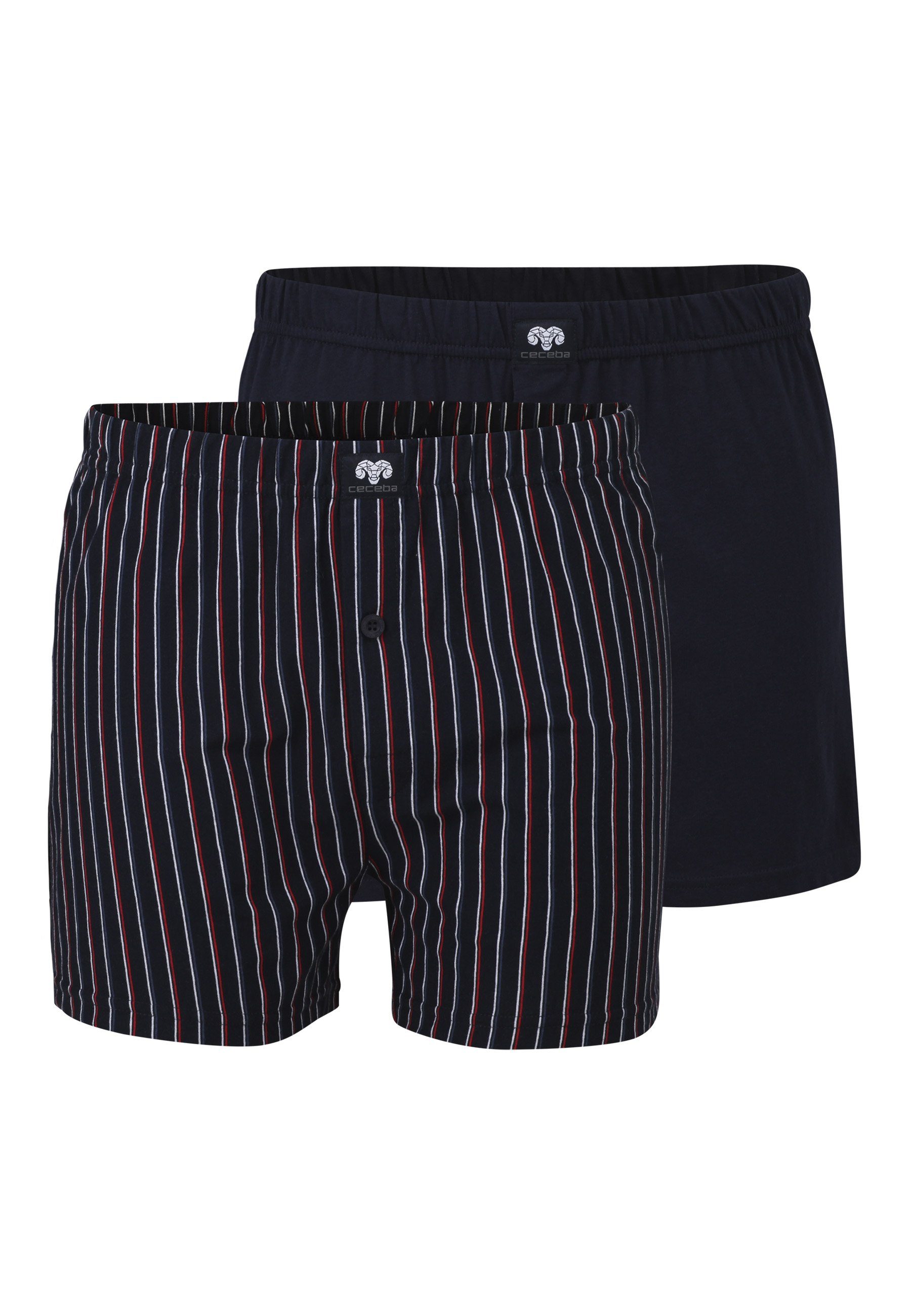 Boxershorts CECEBA Herren Boxershort blau längsgestreift 2er P