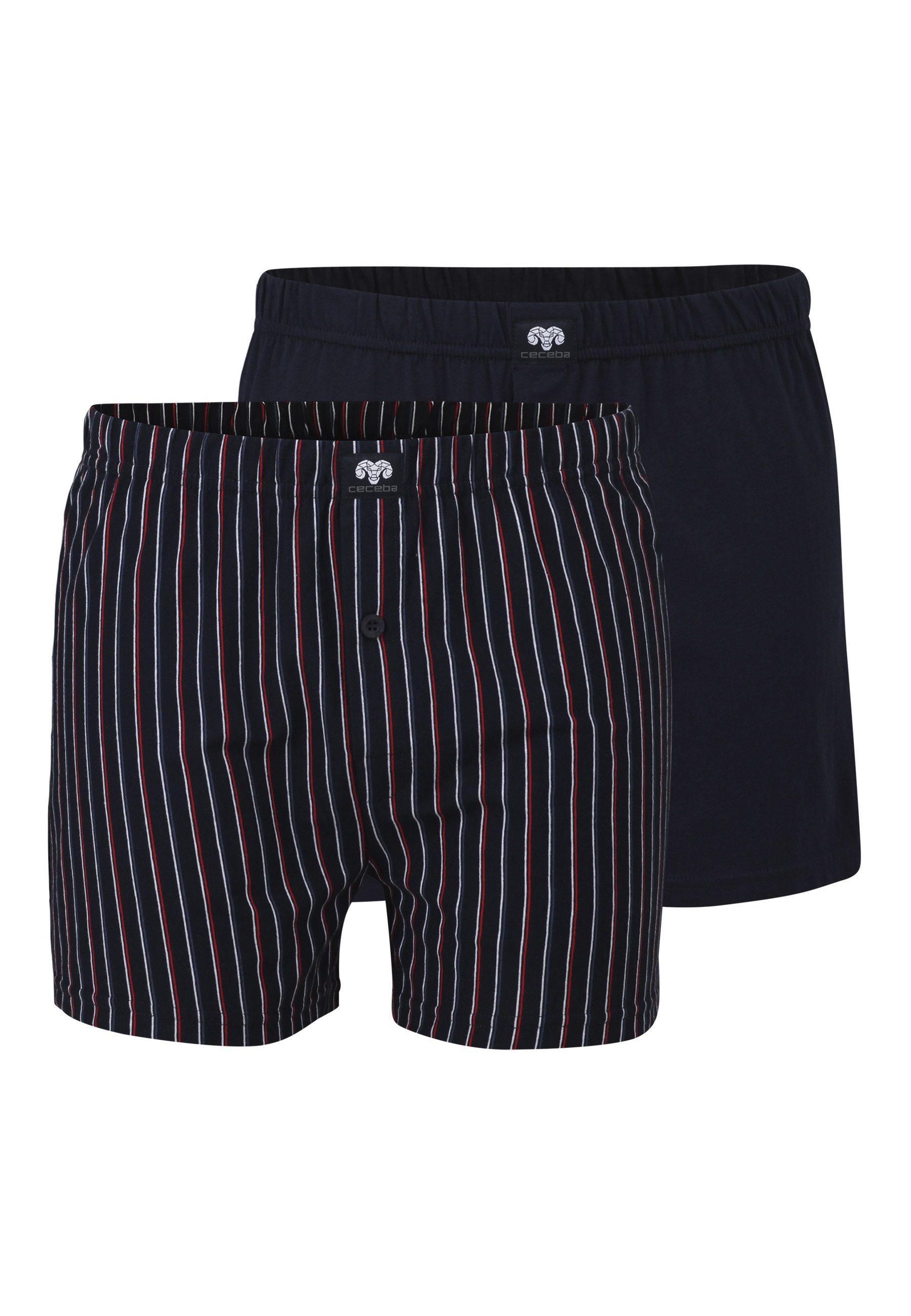 Sonderangebotsartikel CECEBA Boxershorts CECEBA Herren Boxershort blau P navy-red längsgestreift (2-St) 2er