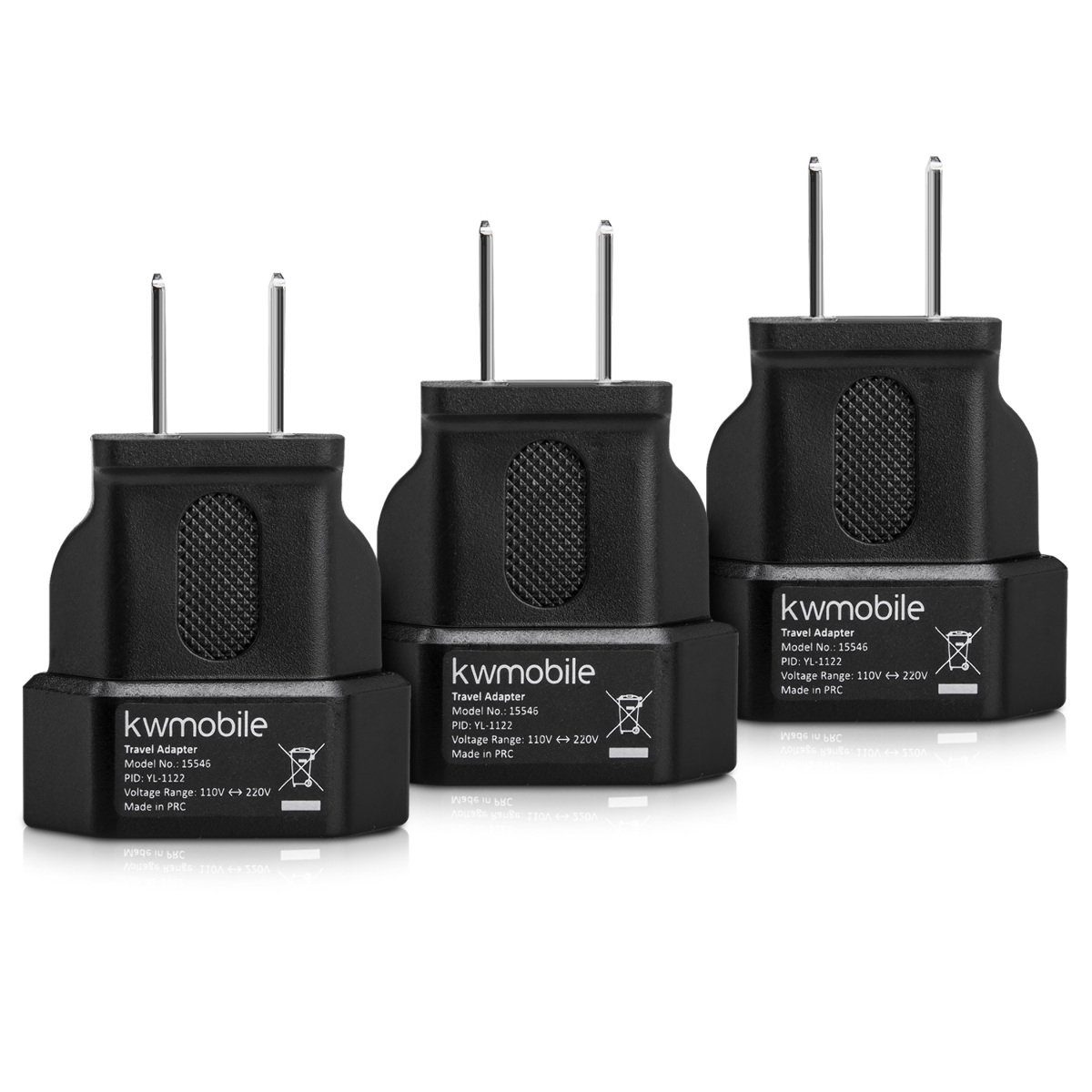 kwmobile 3x USA Adapter Steckdose Adapter USA Kanada Deutschland Stecker Kanada Adapter, 6.00 cm, EU to US Mexico Steckdosenadapter Reisestecker Netzadapter