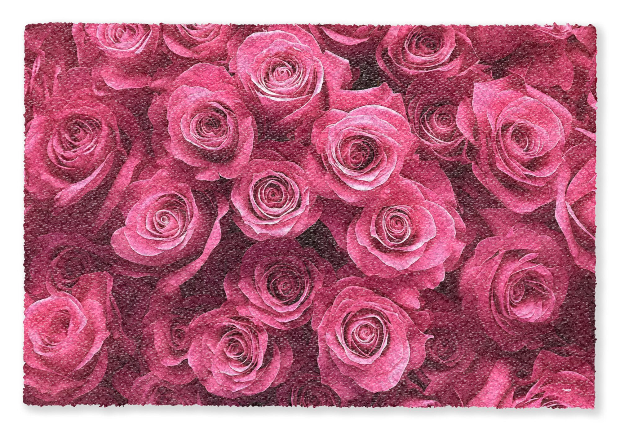 MuchoWow Fußmatte Rosen – Rosa – Blume, Rechteckig, innen Schmutzfangmatte, Tür, Schmutzfänger Flur, Teppich 60×40 cm