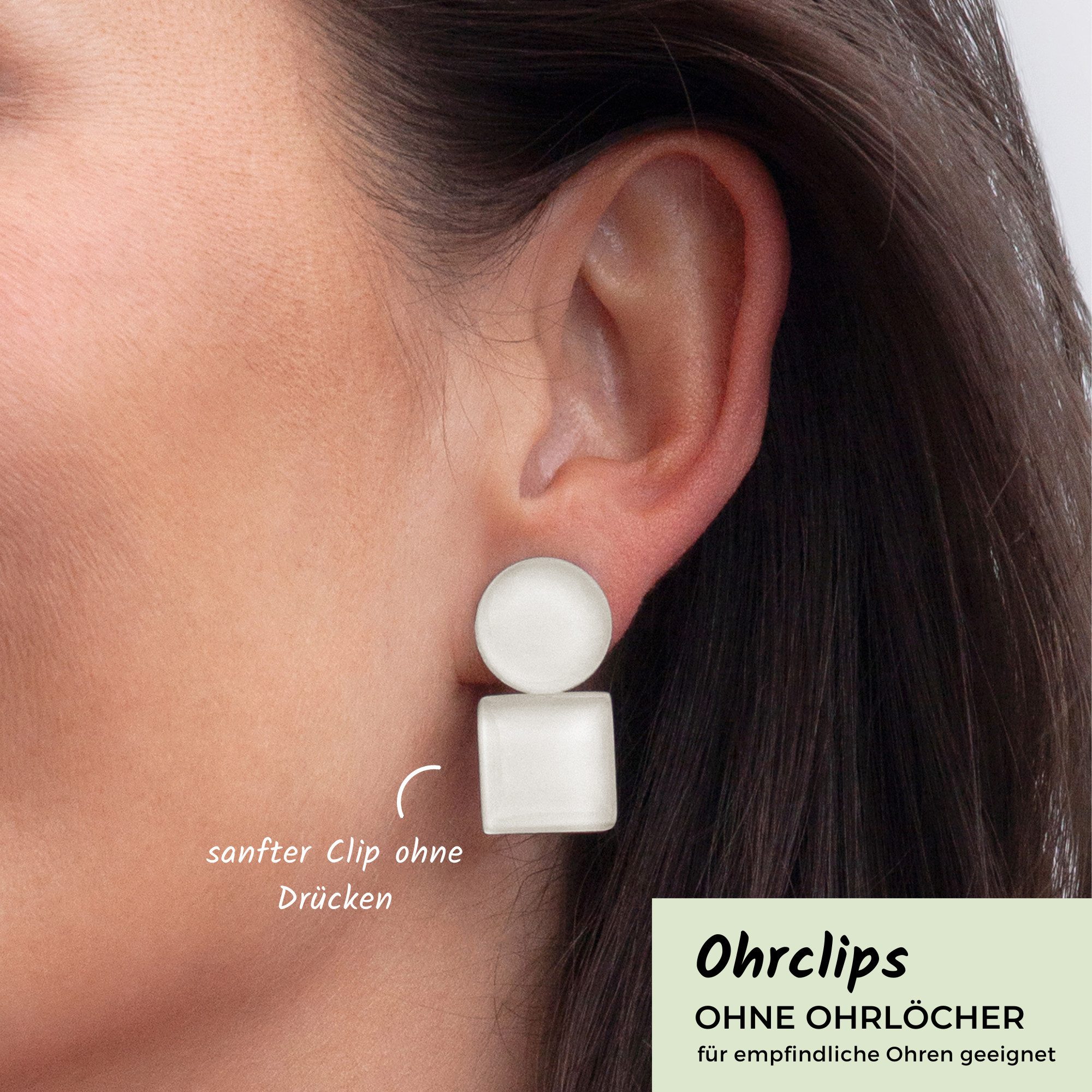 ALEXASCHA Paar Ohrclips Geometrische Clip Ohrringe im Bauhaus Design • Statement Ohrclips