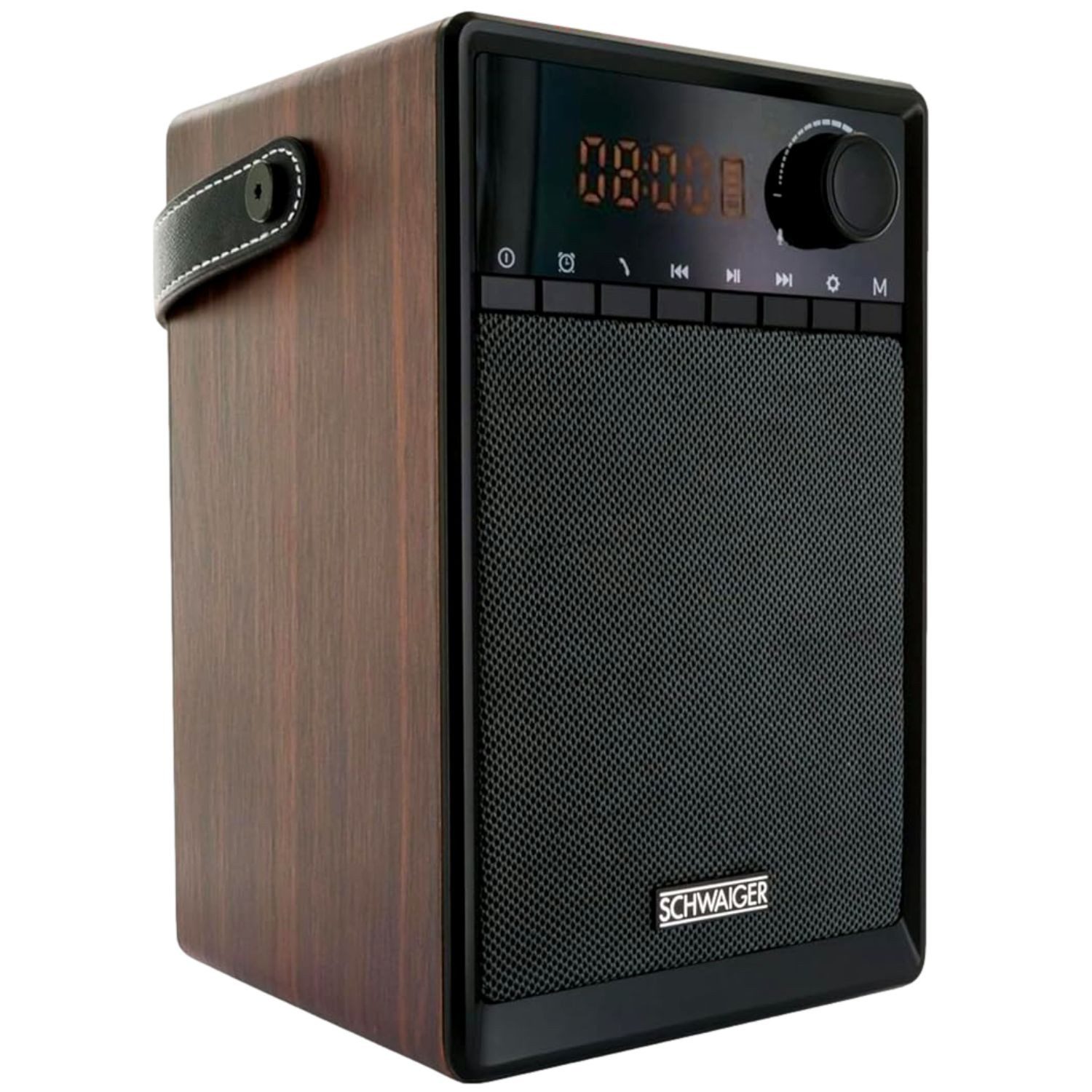 Schwaiger Radiowecker Radiowecker tragbar mit Bluetooth Lautsprecher Radio FM UKW AUX SD MP3-Player Wecker LED Display Sleep Sleeptimer