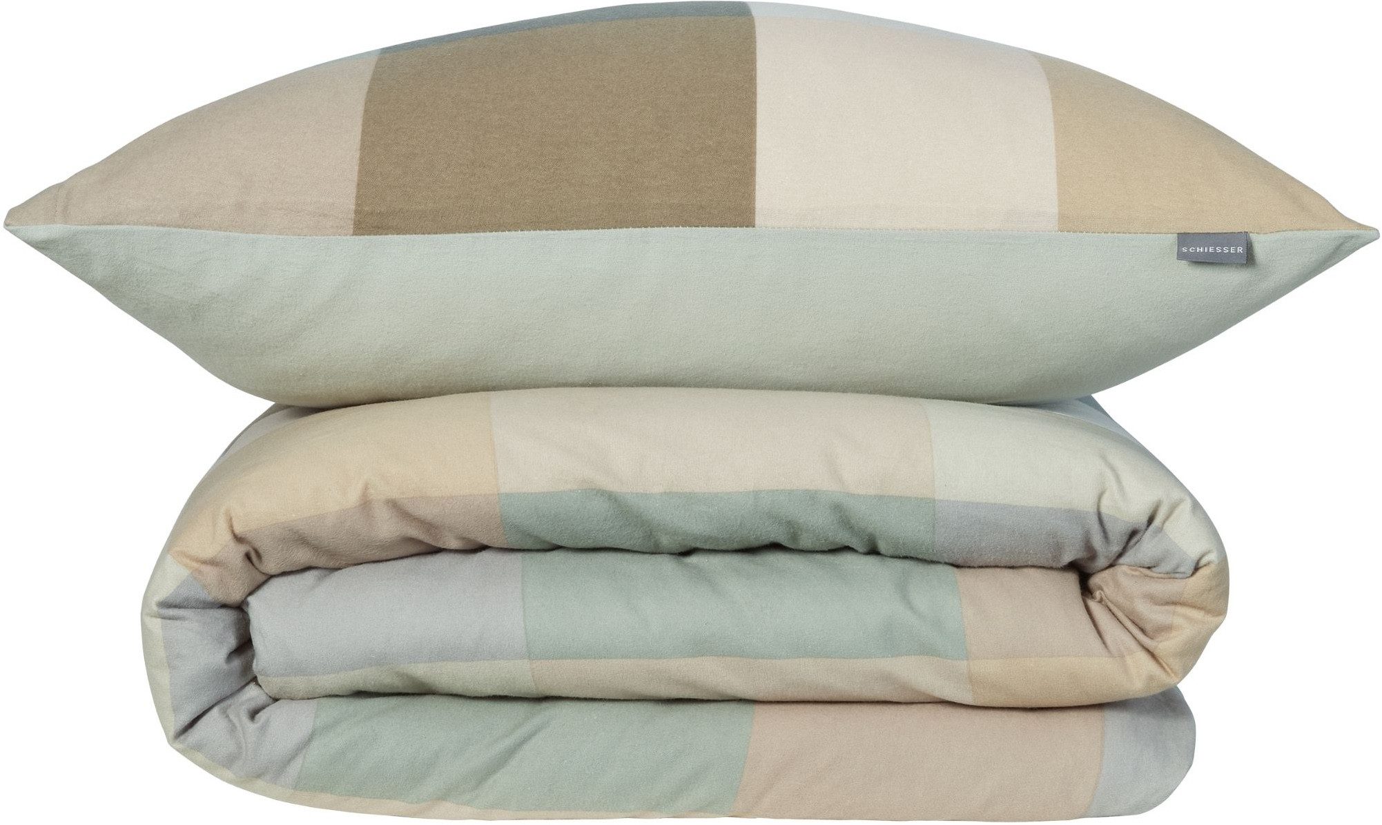 Schiesser Wendebettwäsche Travis aus weicher Baumwolle in klassischem Karo, Feinbiber, 2 teilig, OEKO-TEX® MADE IN GREEN