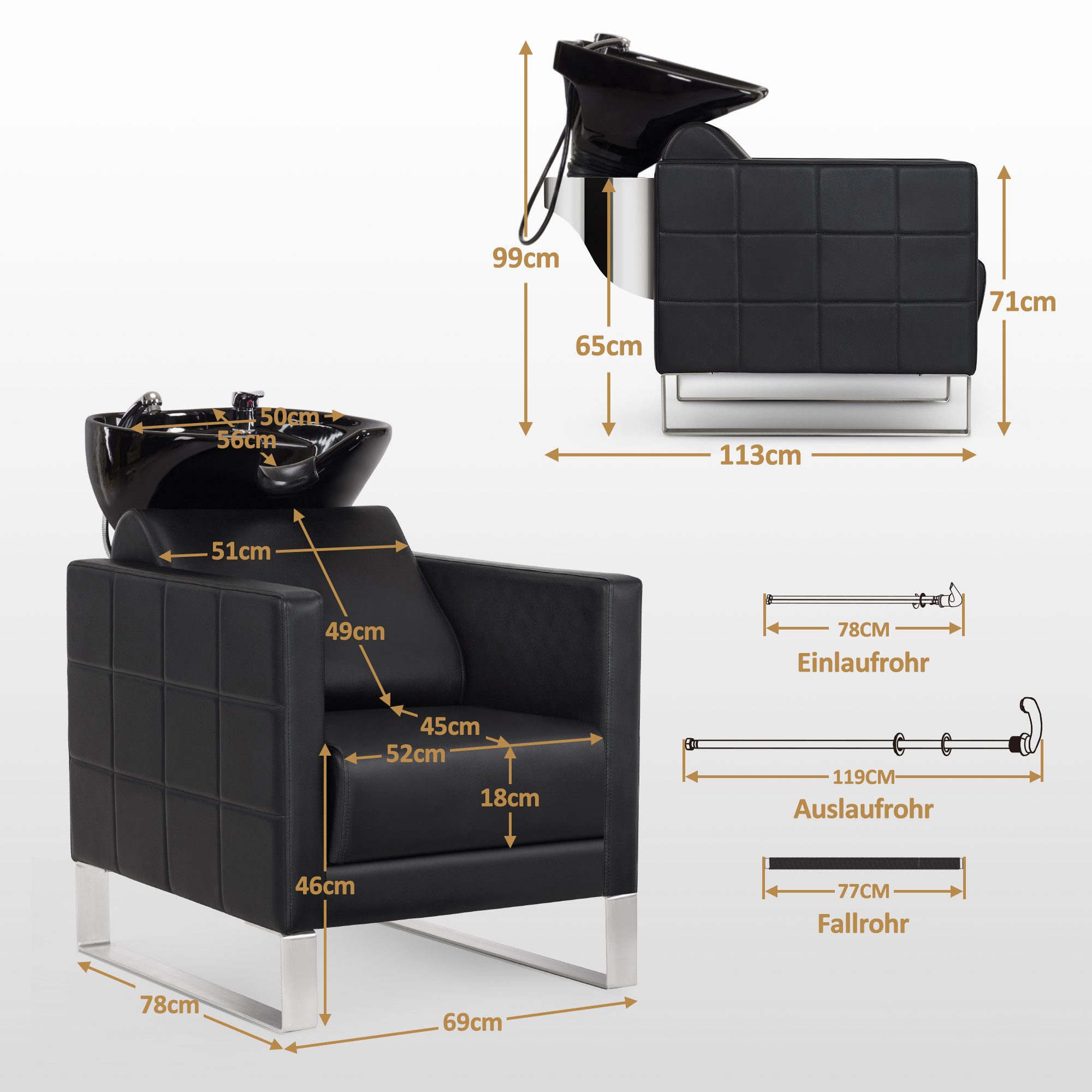 Barberpub Waschbecken BarberPub Friseurstuhl mit Waschbecken 8611, ohne Hoc günstig online kaufen