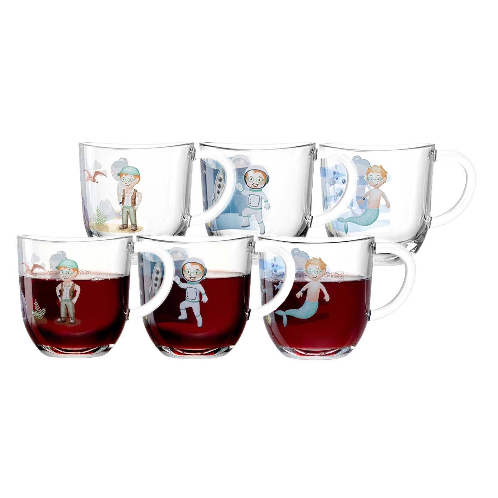 LEONARDO Kinderbecher Bambini Avventura Kindertassen 280 ml 6er Set, 6-tlg., Glas