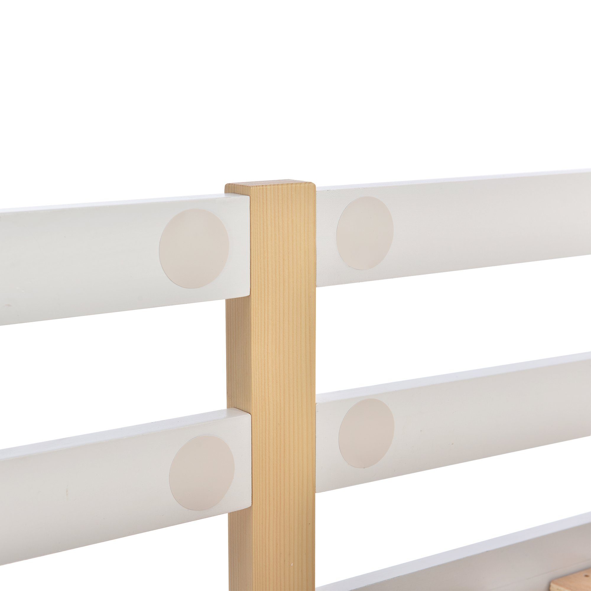 Etagenbett (Kinderbett), Hochbett mit Rausfallschutz, Trittleiter und Lattenrost, 90x200cm