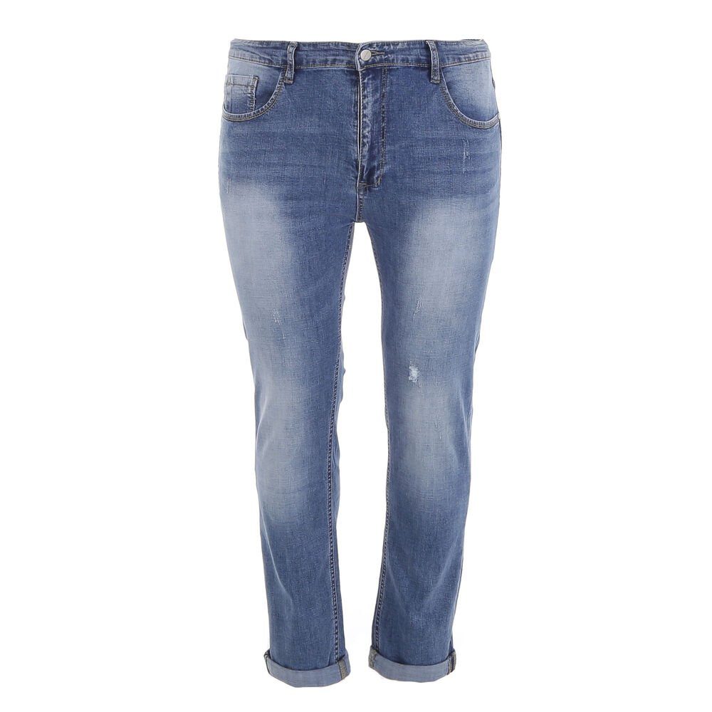 Ital-Design Stretch-Jeans Herren Freizeit Used-Look Stretch Jeans in Blau