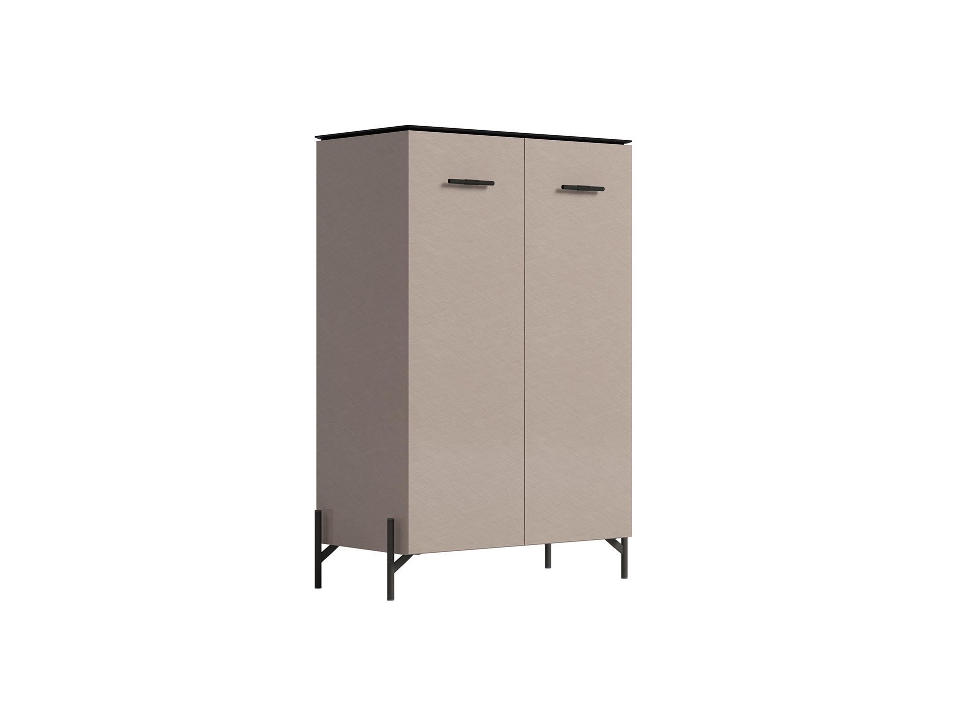 Interdesign24 Hochkommode Silvana (in Beige Hochglanz mit Marmoroptik, 2-Türig), Made in Italy