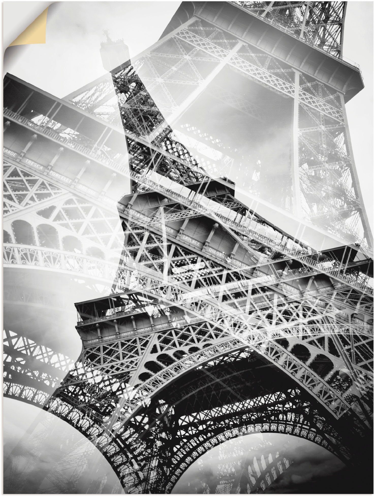 Artland Wandbild (1 Gebäude Der verschied. Eiffelturm, doppelte Alubild, Wandaufkleber Größen in St), Poster, als Outdoorbild