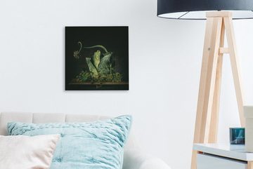 OneMillionCanvasses® Leinwandbild Gemälde - Stillleben - Blume - Grün - Wanddekoration, (1 St), Leinwand Bilder für Wohnzimmer Schlafzimmer