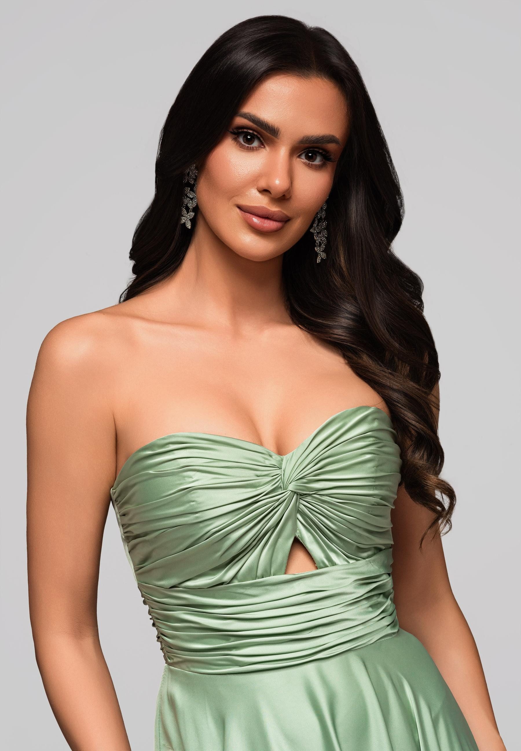 OMBRE Abendkleid Schulterfreies Satinkleid günstig online kaufen
