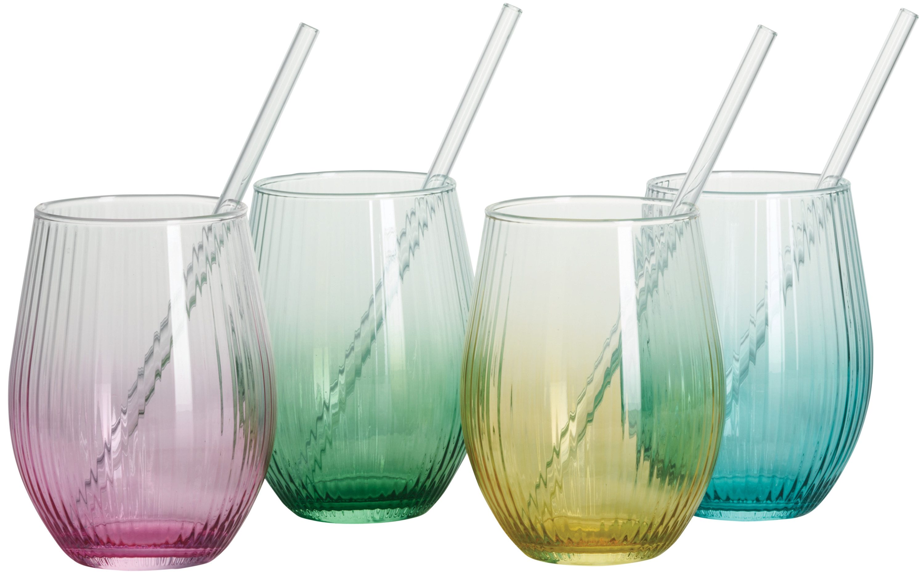 Ritzenhoff & Breker Gläser-Set Spritz, Longdrinkglas, 8-tlg., Glas, inkl. Glas-Trinkhalme, 590 ml, spülmaschinenfest