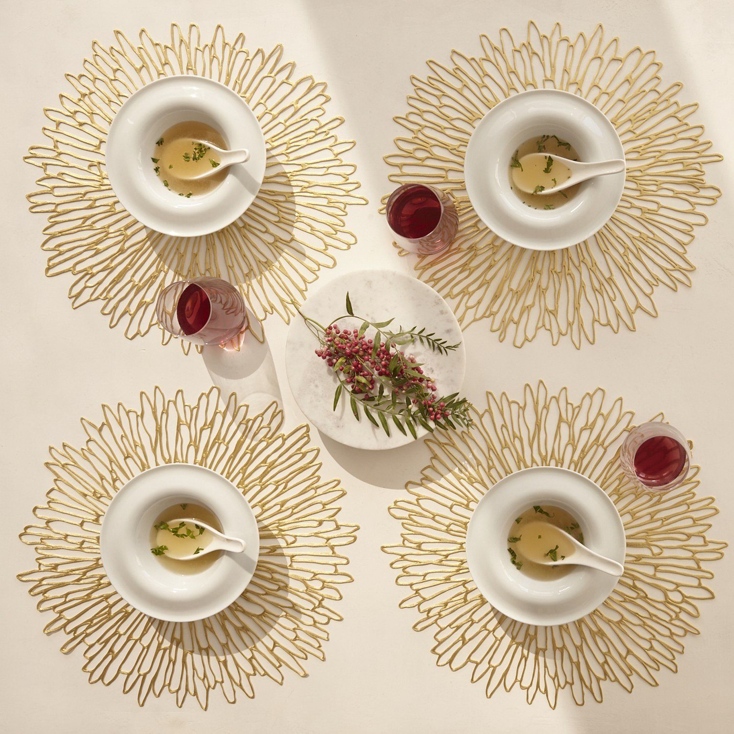 Chilewich Platzset Pressed Vinyl Bloom Round Gilded, (1-St)