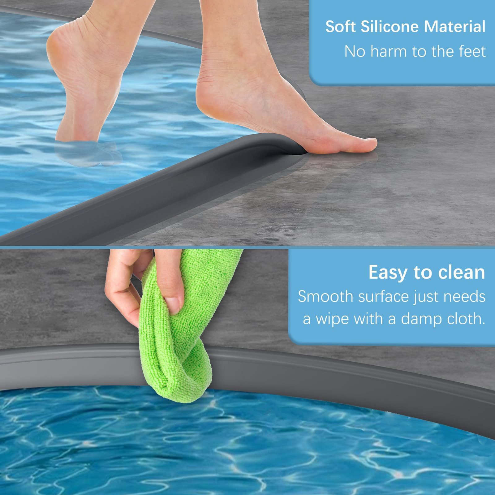 Venkuber Duschdichtung 2 m Duschdichtung, selbstklebender Spritzschutzstreifen, 3,5 cm hoch, Gummi-Duschdichtungsstreifen, wasserdichter Streifen