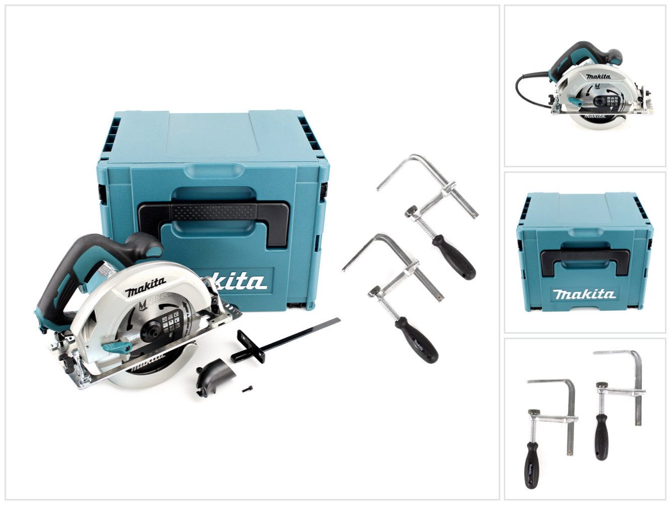 Makita Kompakt-Handkreissäge HS 7601 J Handkreissäge 190 mm 1200 W + Sägeblatt + 2x Schraubzwinge