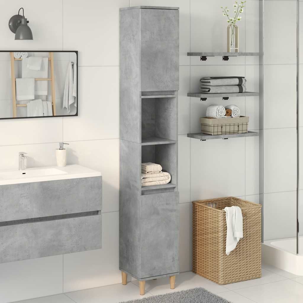 vidaXL Badezimmerspiegelschrank Badschrank Betongrau 30x30x190 cm Holzwerks günstig online kaufen