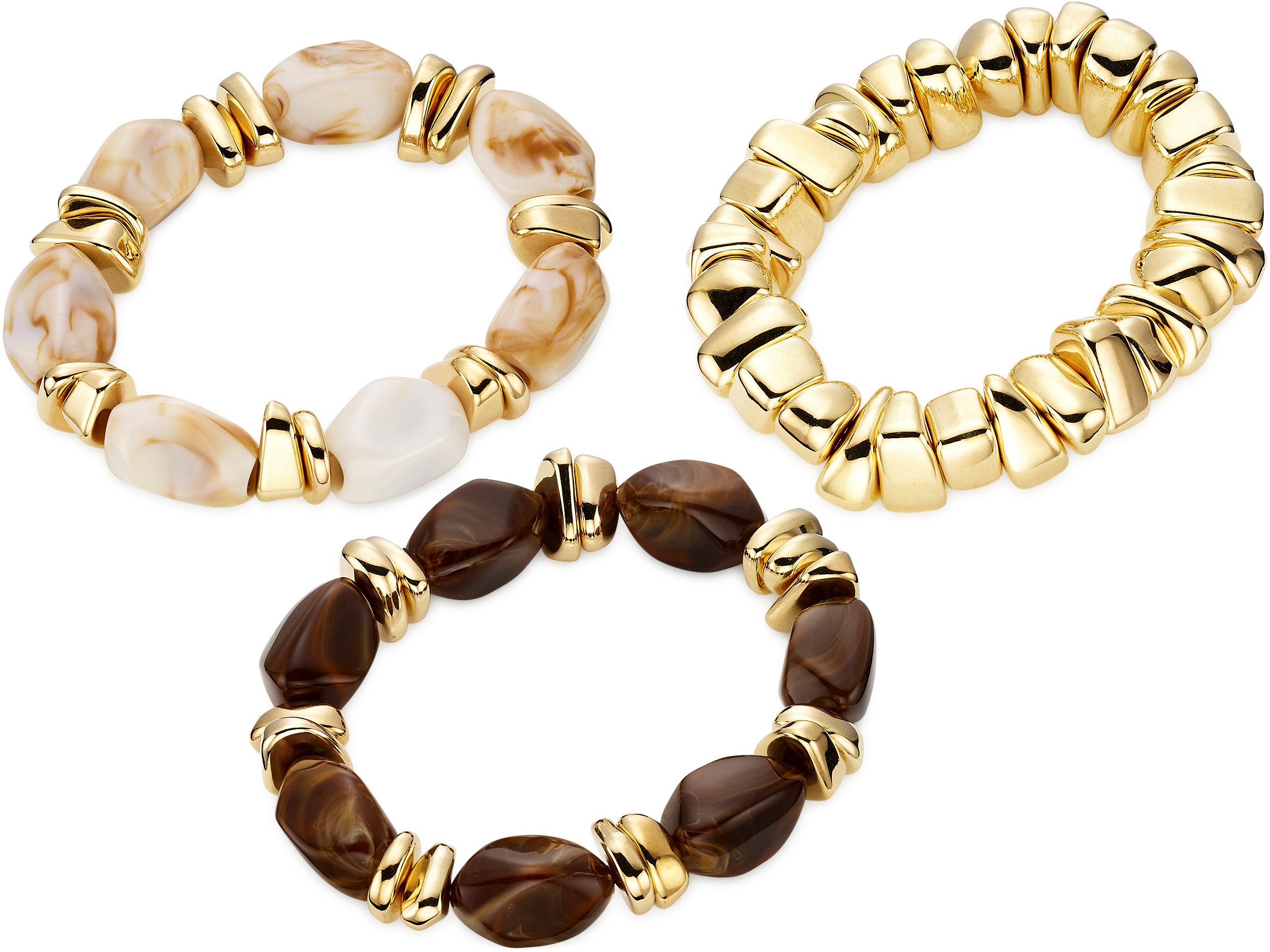 Aniston JEWELRY & WATCHES Armband Set 3er Set leicht flexible Armbänder durch Gummizug (Set, 3-tlg)