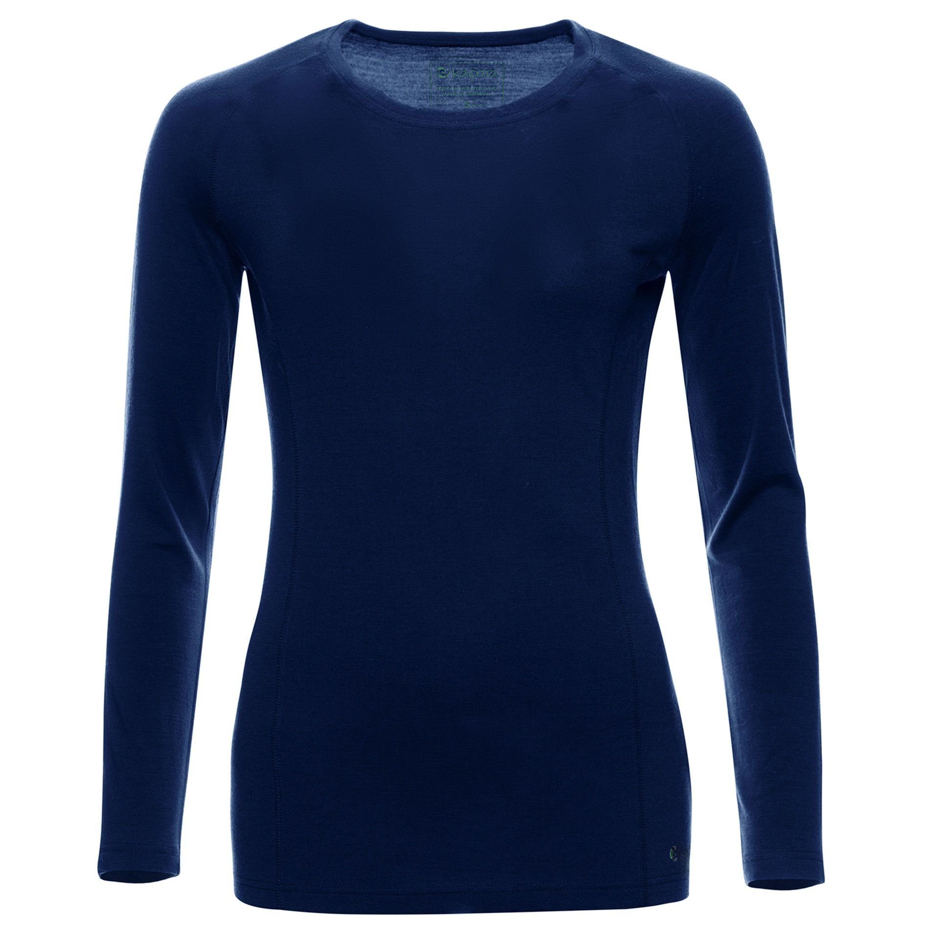Kaipara - Merino Sportswear Unterhemd Merino Damen-Unterhemd Langarm Raglan Slimfit 200g warm (1-St) aus reiner Merinowolle Made in Germany Blau