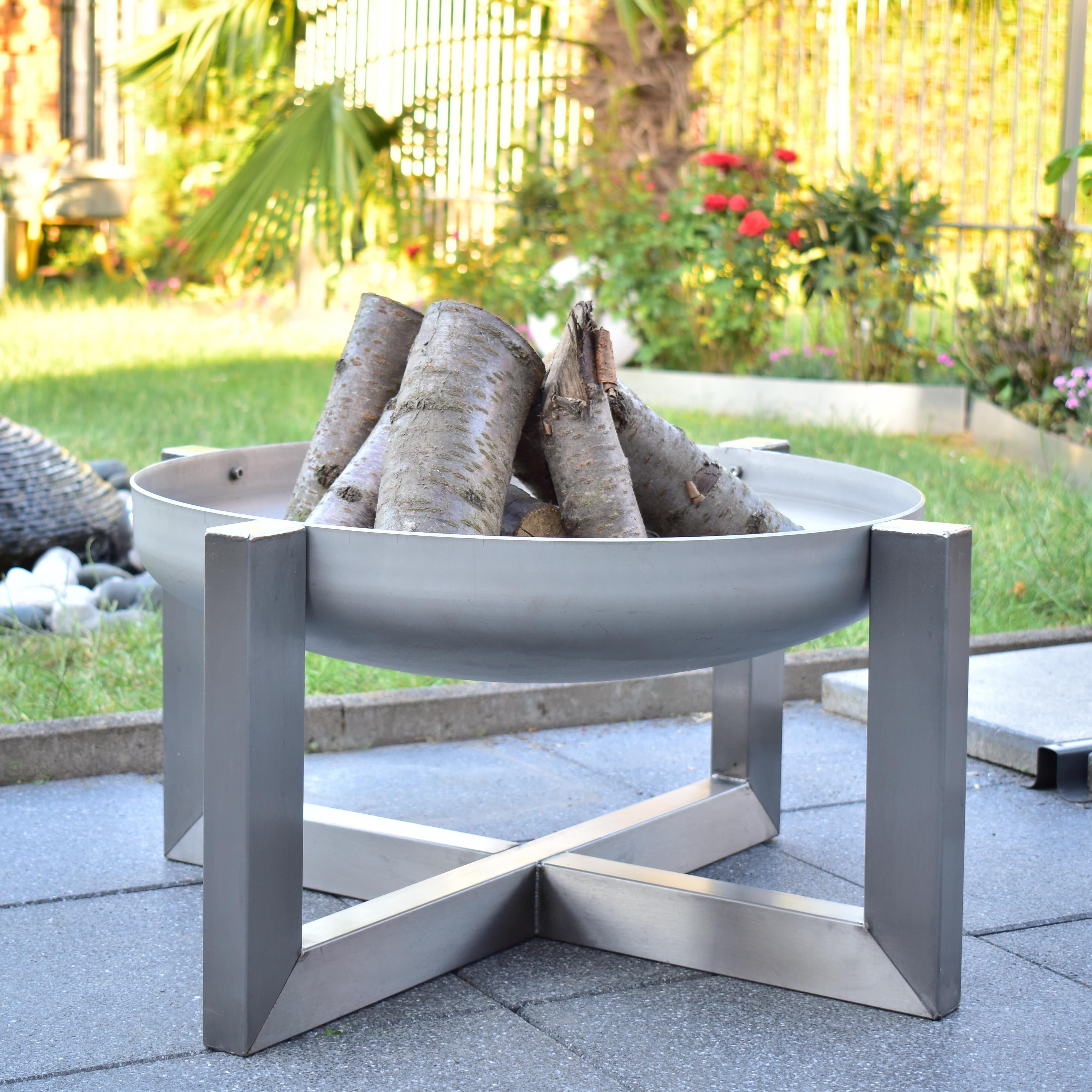 Stahlkunst Feuerschale Designer Edelstahl Feuerschale Exzentrik, (deutsche Wertarbeit), aus hochwertigem 3 mm V2A Edelstahl