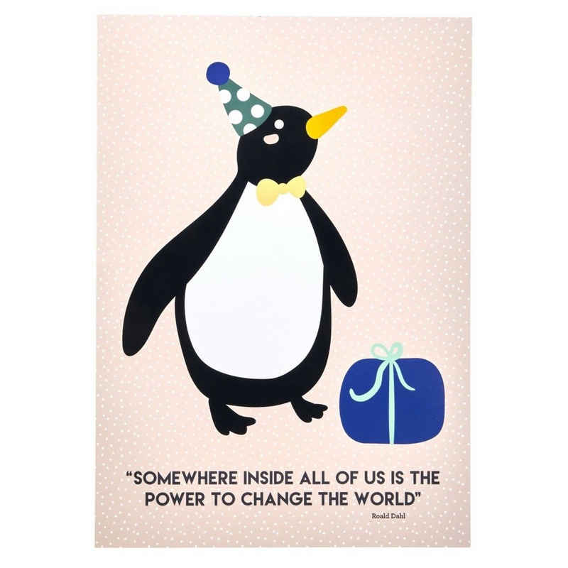 rice Poster Poster Pinguin A3 Bild ohne Rahmen Kinderzimmer Deko, Poster Pinguin A3
