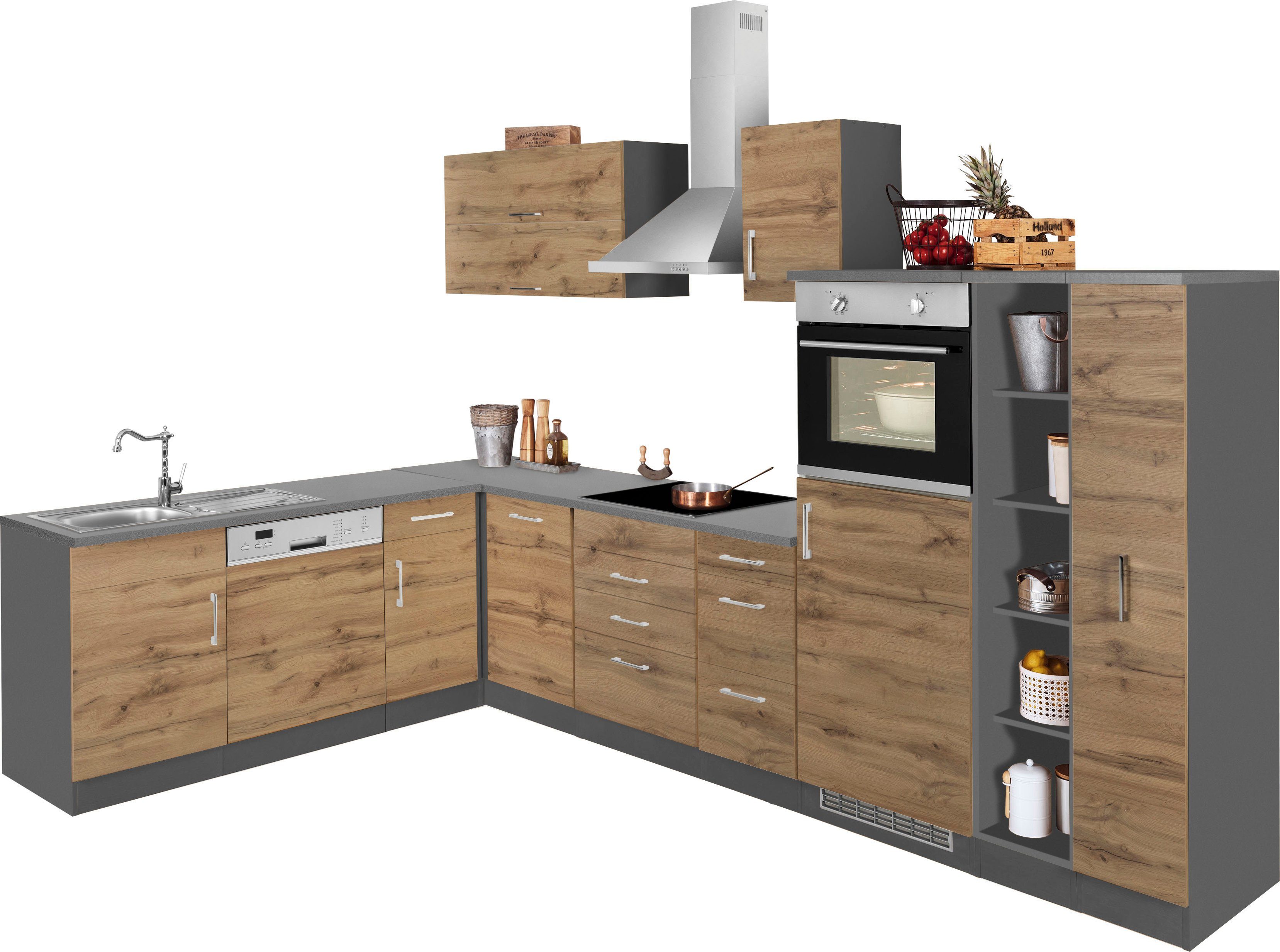 KOCHSTATION Winkelküche KS-Colmar, ohne E-Geräte, Stellbreite 210/330 cm