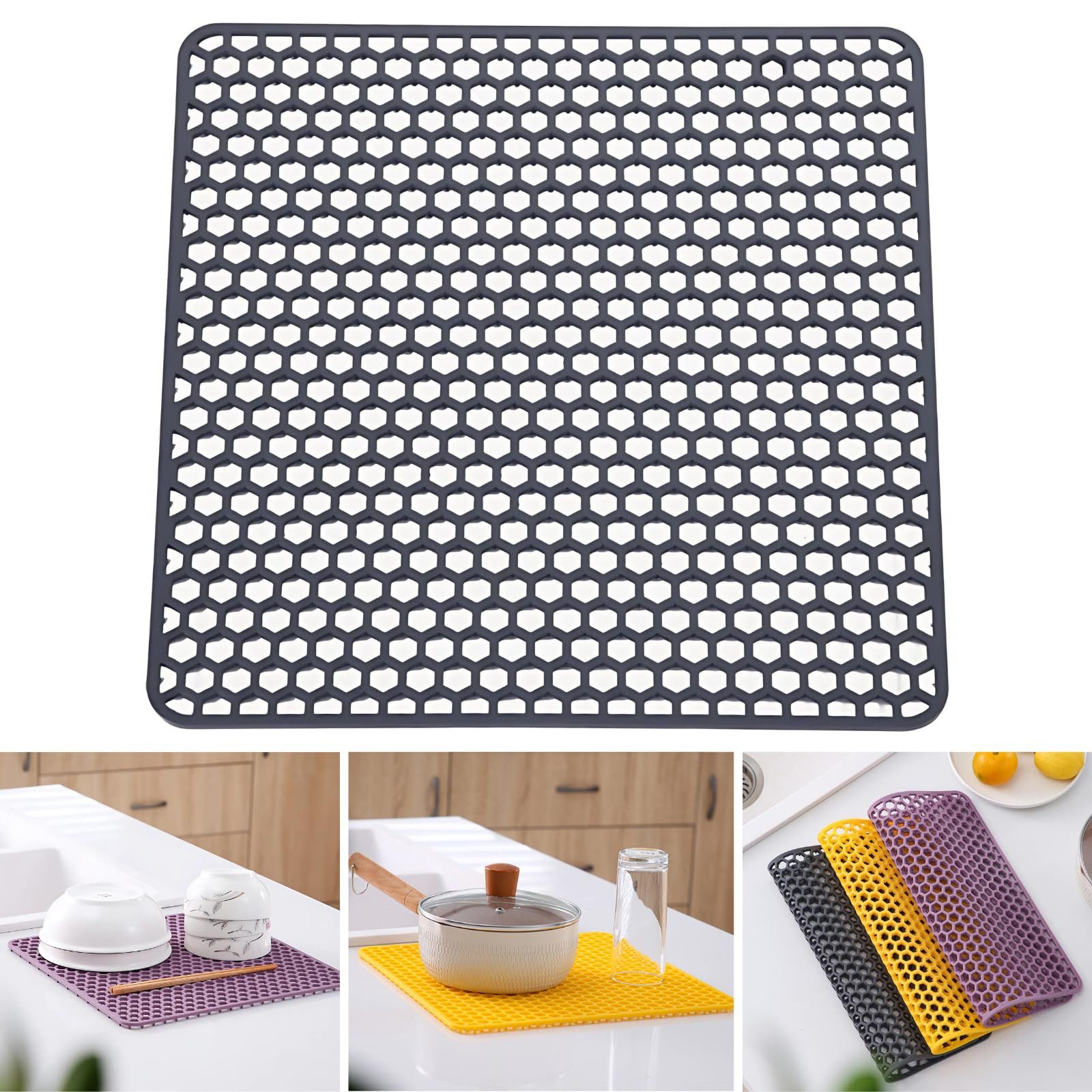 Abtropfmatte Silikon-Spülbeckenmatte 30,5*30,5 cm Anti-Rutsch-Design hitzebeständig