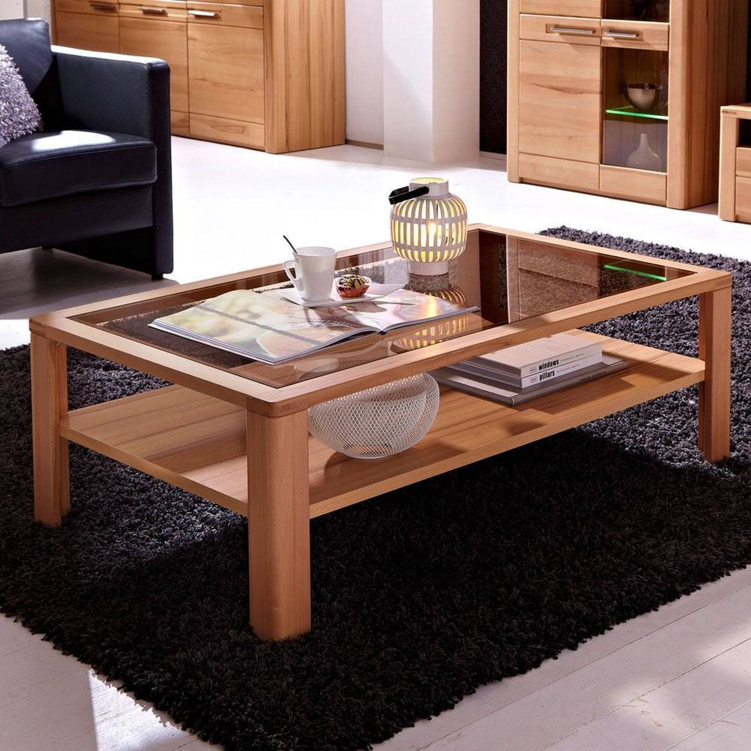 Lomadox Couchtisch »DAWSON36«, mit Glasplatte Kernbuche Nb. B/H/T