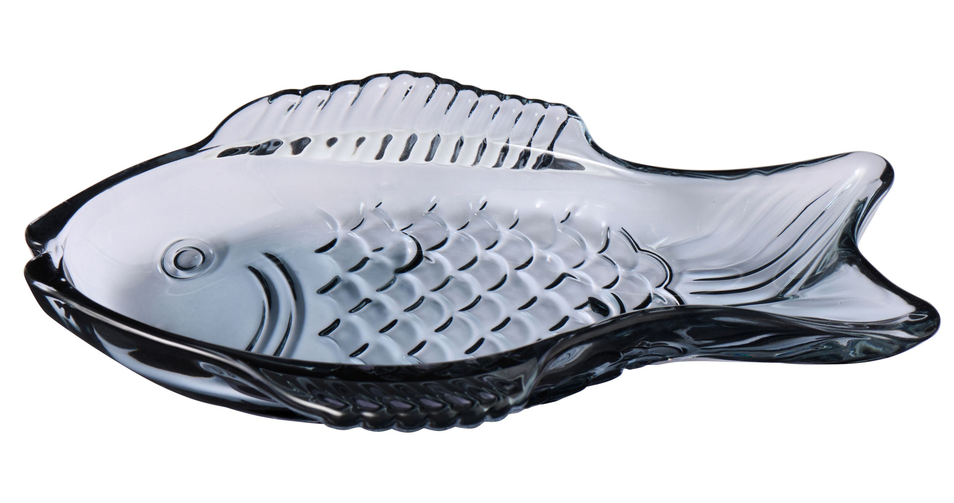 Ib Laursen Servierschale Ib Laursen Servierplatte Teller Schale L18,5cm Fisch Fischform Glas, Glas