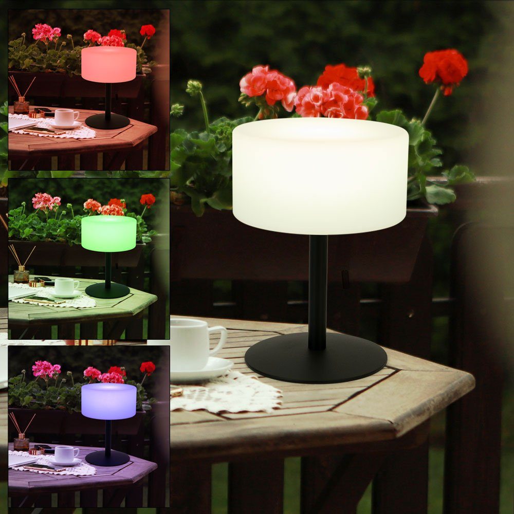 aufladbar fest verbaut, Outdoor etc-shop Akku Tischlampe LED-Leuchtmittel Warmweiß, Außen-Tischleuchte, Garten Außen LED