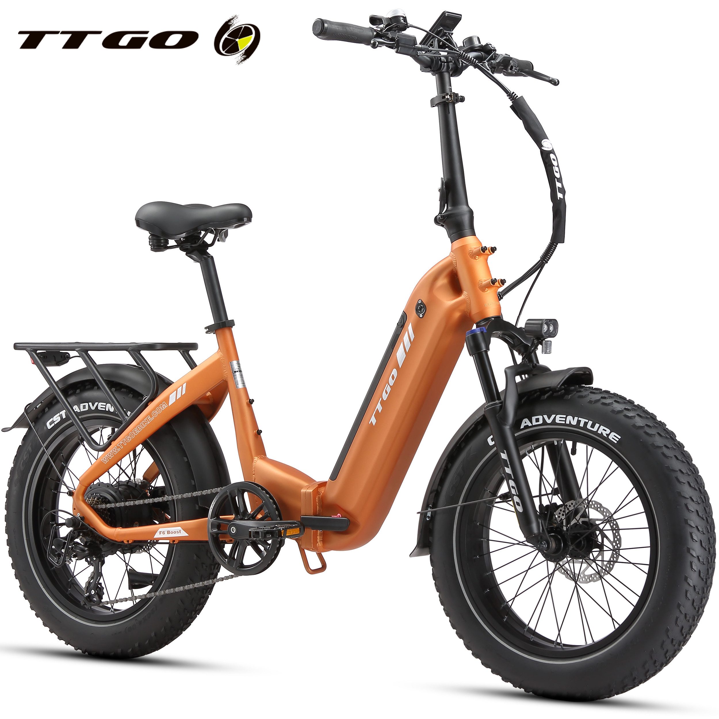 TTGO E-Bike Klapprad 20 Zoll, 4,0'' Fatbike-Reifen, 70Nm, Lockout-Federgabel, Faltrad, 7 Gang SHIMANO, Kettenschaltung, Heckmotor, 864 Wh, 140km, Drehmomentsensor, max. 150kg, Elektrofahrrad, hydr. Bremsen