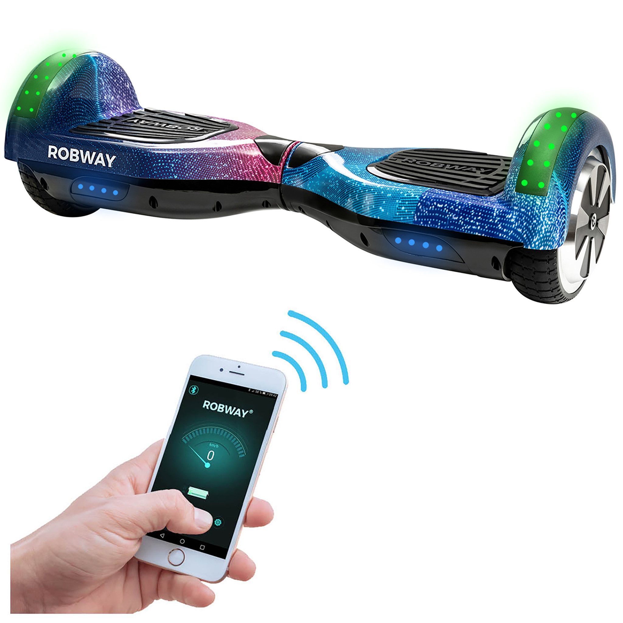 Robway Balance Scooter Hoverboard W1 inkl. Samsung Akku 6.5” inkl. integrierte Lautsprecher, 700,00 W, 15,00 km/h, (Hoverboard, Robway, Balance Scooter, Hoverboard für Kinder, 1 tlg., Hoverboard, Robway, Balance Scooter), Self-Balance-Scooter - Bluetooth - Robway App - LED - Gyrosensoren