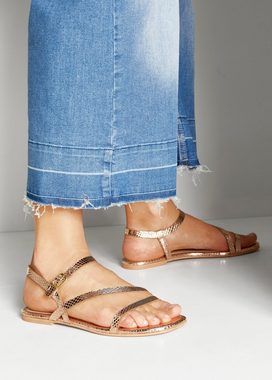 LASCANA Sandale Sandalette, Sommerschuh aus Leder mit modischer Metallic-Optik