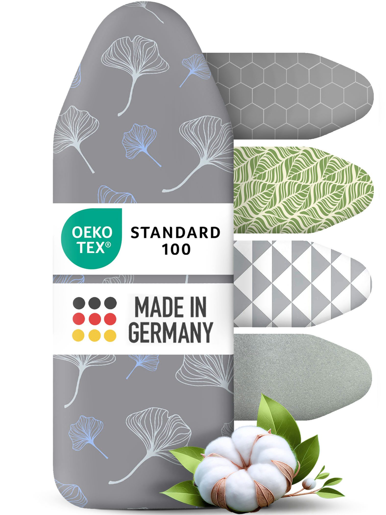 Arteneur Bügelbrettbezug, Made in Germany, OEKOTEX100, Zubehör für alle Bügeltische dank 5 Größen, Vergleichssieger, Hitzereflektierend, Gummizug