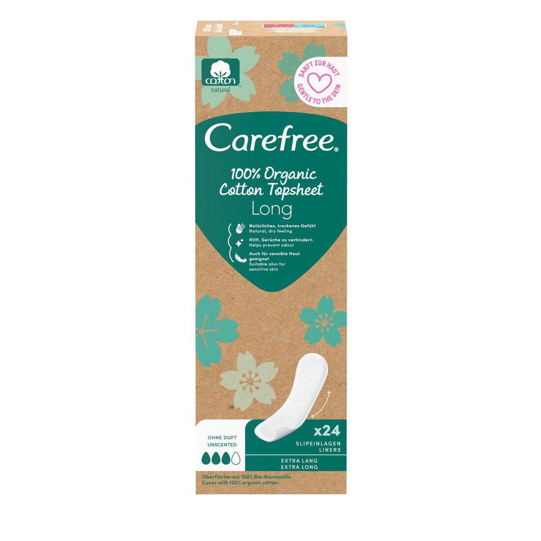 CAREFREE Slip-Einlage Organic Long ohne Duft - 24 St.