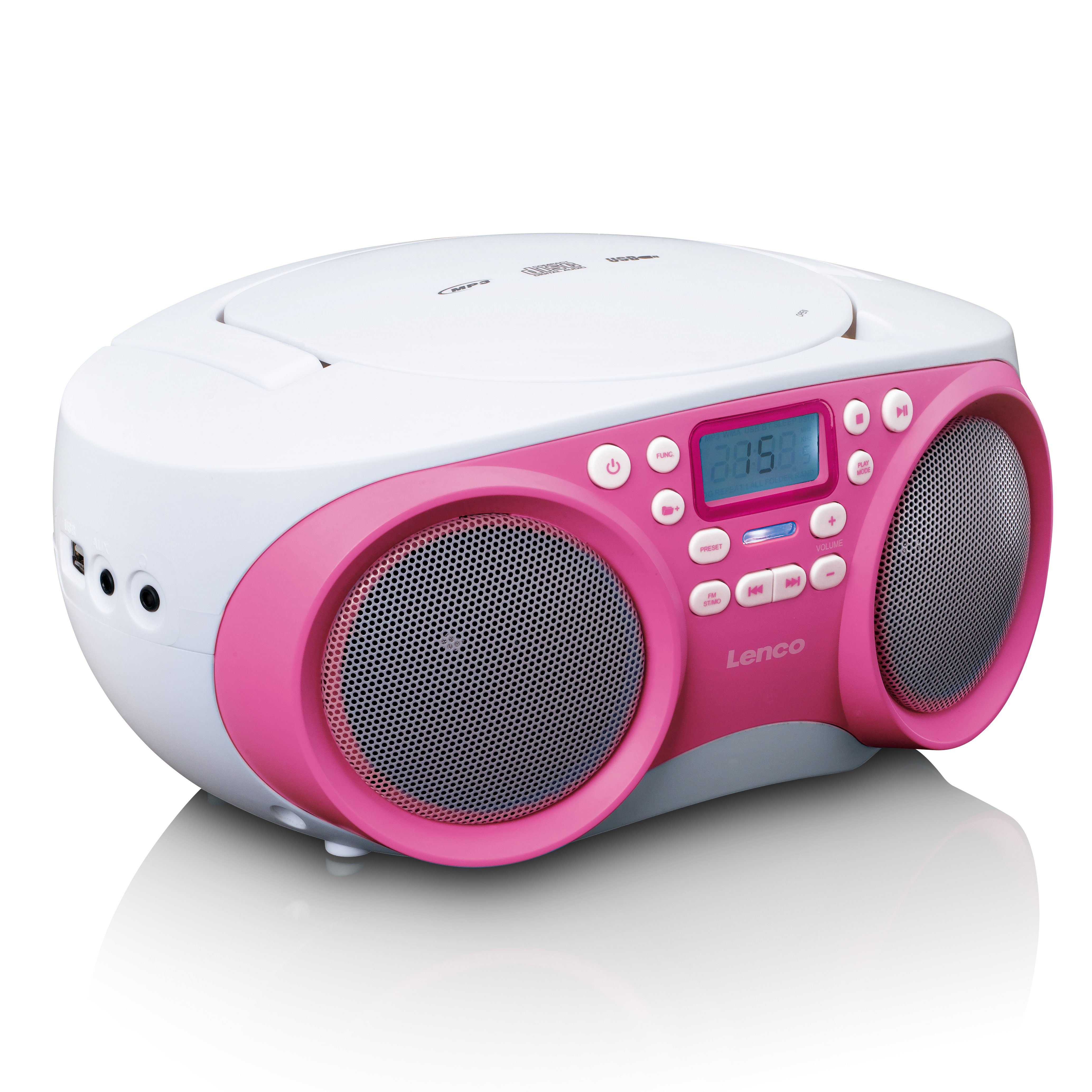 Lenco SCD-301PK UKW-Radio (FM, 3 W, USB- & AUX-Eingang, flexibel mit Strom- oder Batteriebetrieben in Pink)