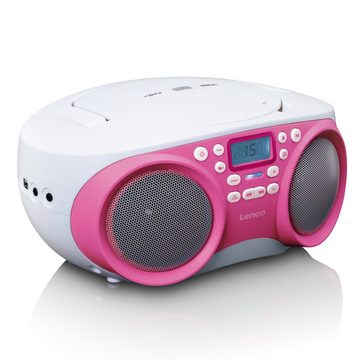 Lenco SCD-301PK UKW-Radio (FM, 3 W, USB- & AUX-Eingang, flexibel mit Strom- oder Batteriebetrieben in Pink)