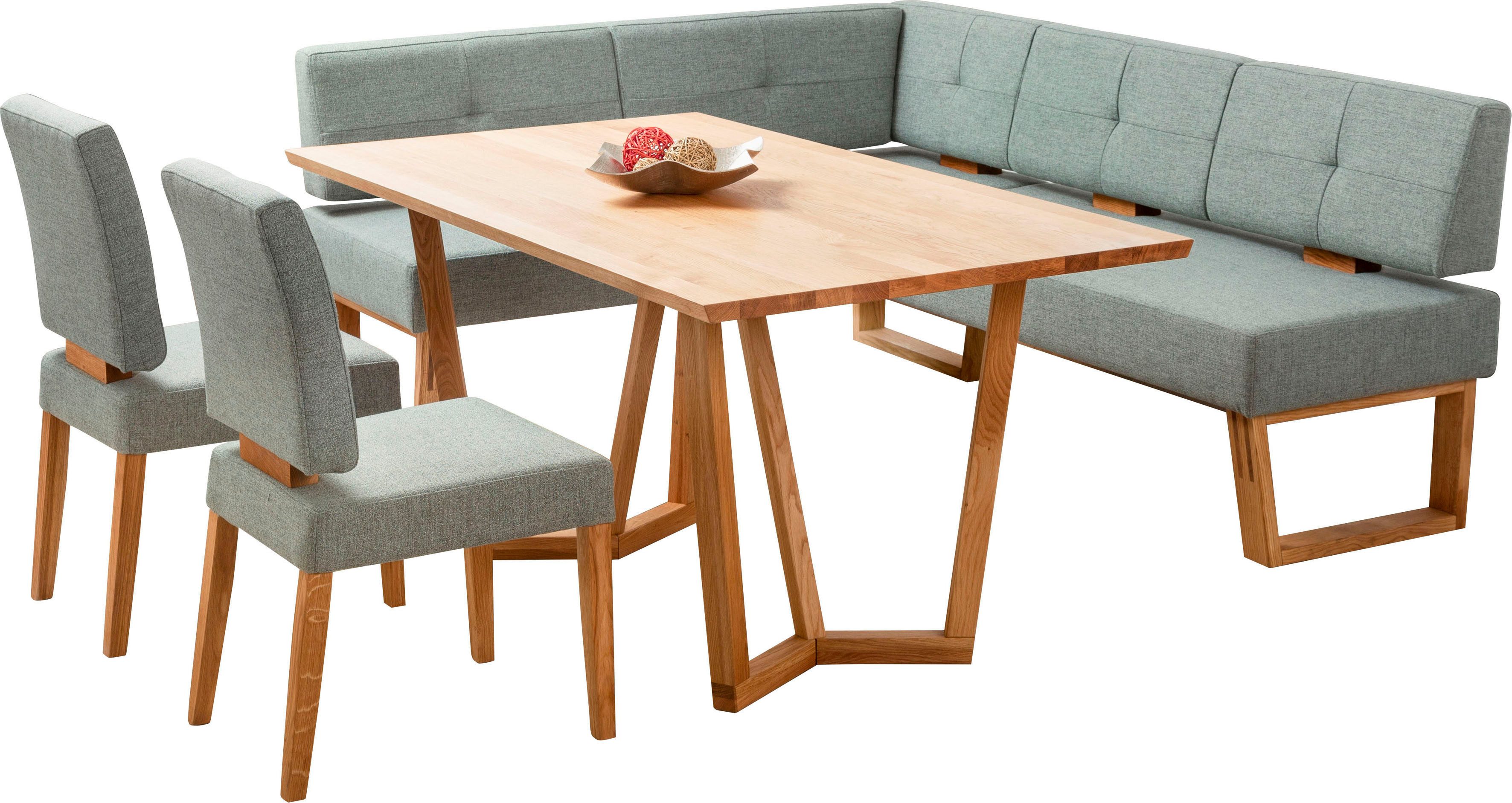 OTTO home Eckbankgruppe Ponza Eckbank Küchenbank, (Set, 4-tlg), Sitzgruppe Esszimmer Stühle Tisch und Bank bequem gepolstert