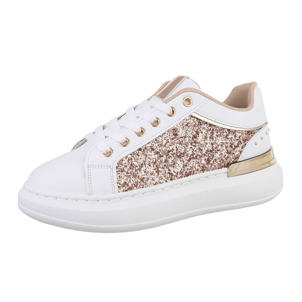 Ital-Design Damen Low-Top Freizeit Sneaker (86188078) Keilabsatz/Wedge Sneakers Low in Roségold