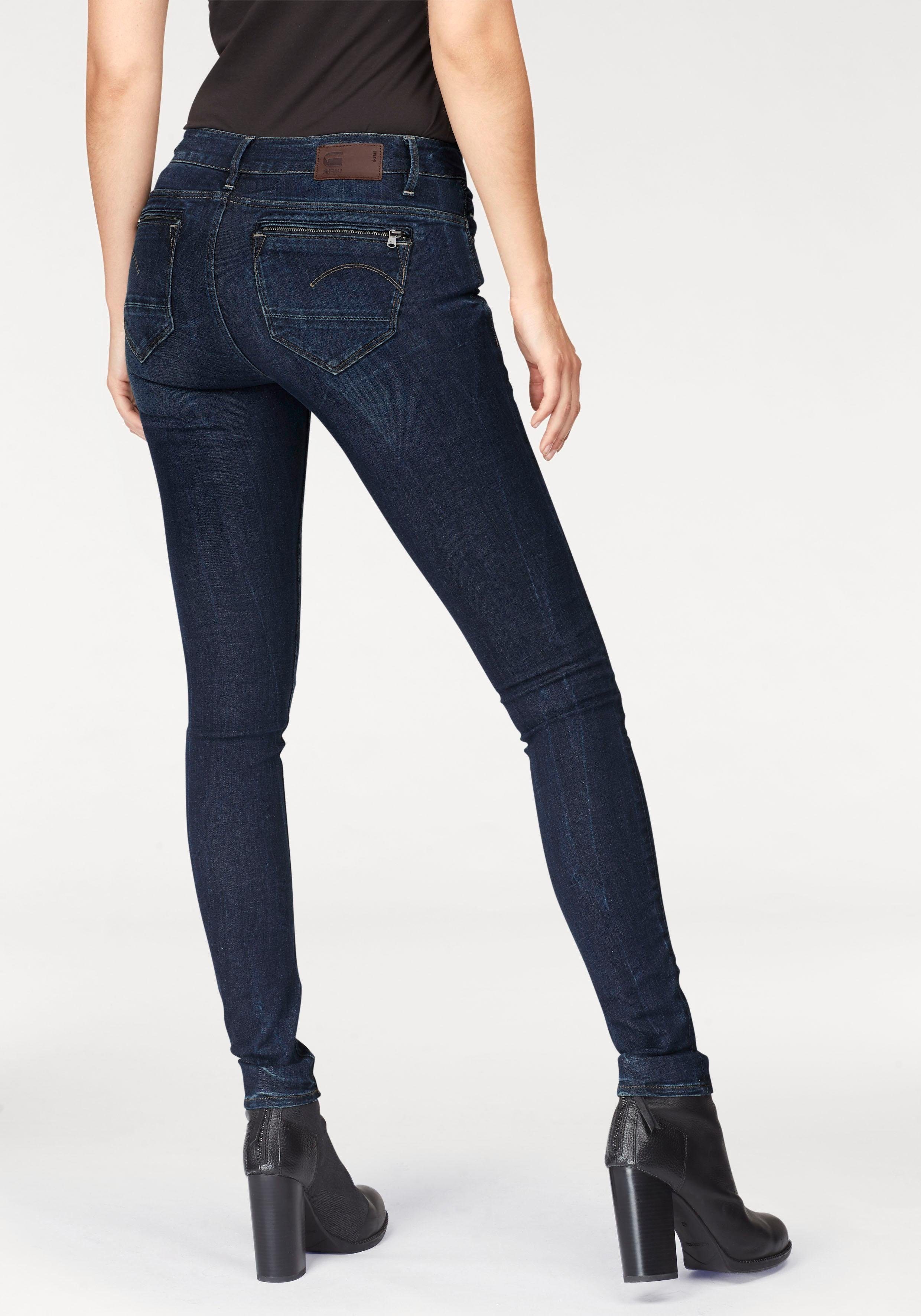 Reißverschluss-Taschen mit RAW G-Star Midge Skinny-fit-Jeans hinten Zip